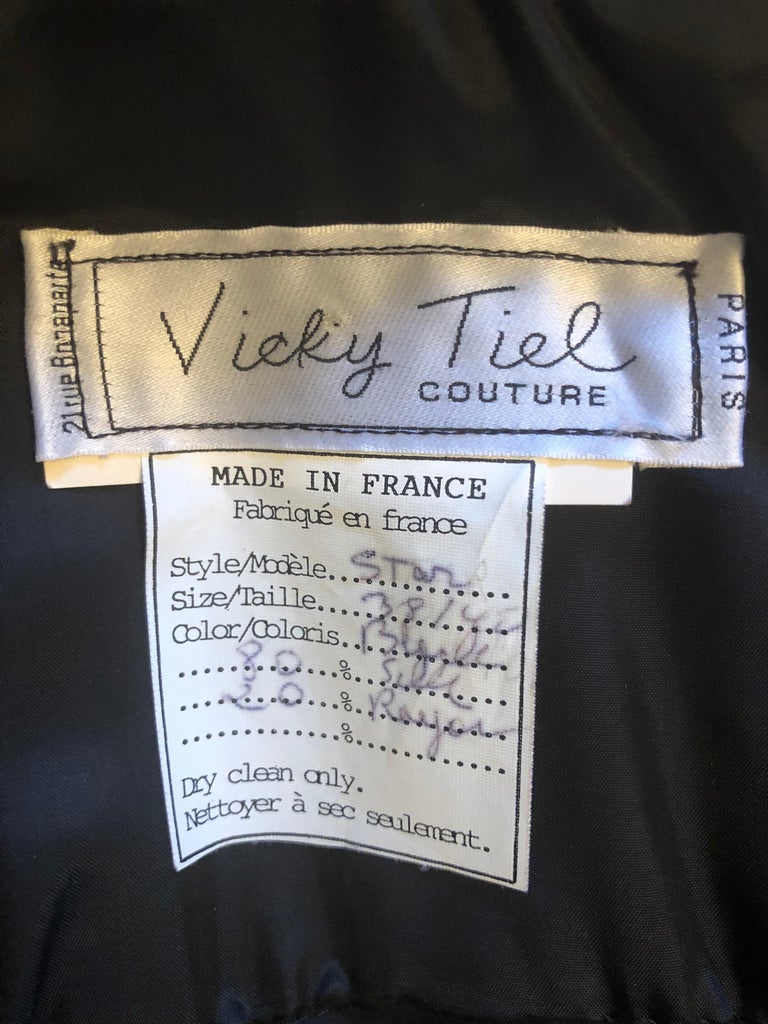 1980s Vicky Tiel Couture Black Silk and Velour Gown/Dress (38Fr) at 1stDibs