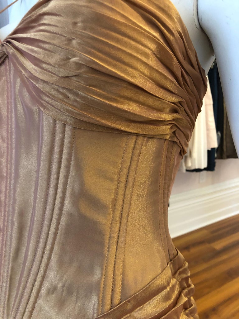 Superb 1980s Vicky Tiel Couture Metallic Gold Lame Dress with Bolero ...