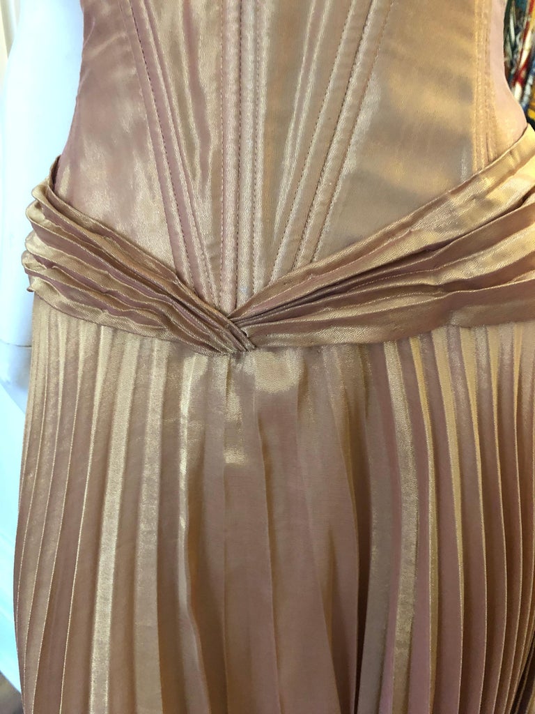 Superb 1980s Vicky Tiel Couture Metallic Gold Lame Dress with Bolero ...