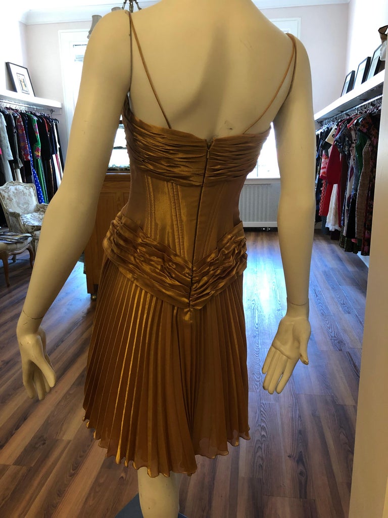 Superb 1980s Vicky Tiel Couture Metallic Gold Lame Dress with Bolero ...