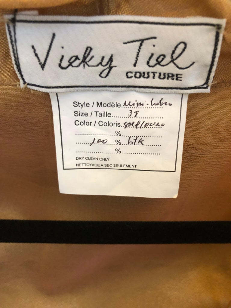 Superb 1980s Vicky Tiel Couture Metallic Gold Lame Dress with Bolero ...
