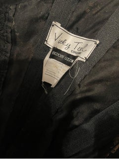 1980s Vicky Tiel Couture Size 46 / US 12 Black Lace Strapless Vintage Dress