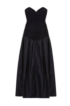 1980s Vicky Tiel Couture Strapless Black Silk Dress