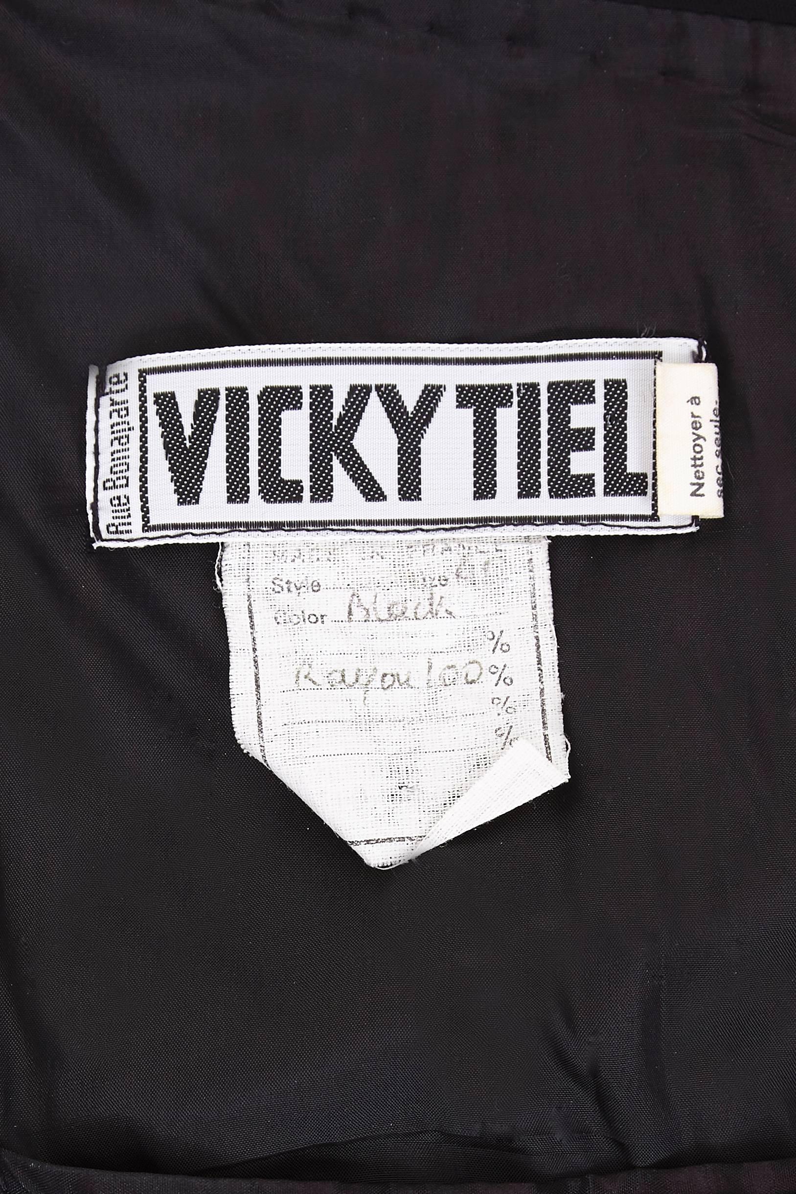 1980er Vicky Tiel Couture Trägerloses Schwarzes Seidenkleid im Angebot 1