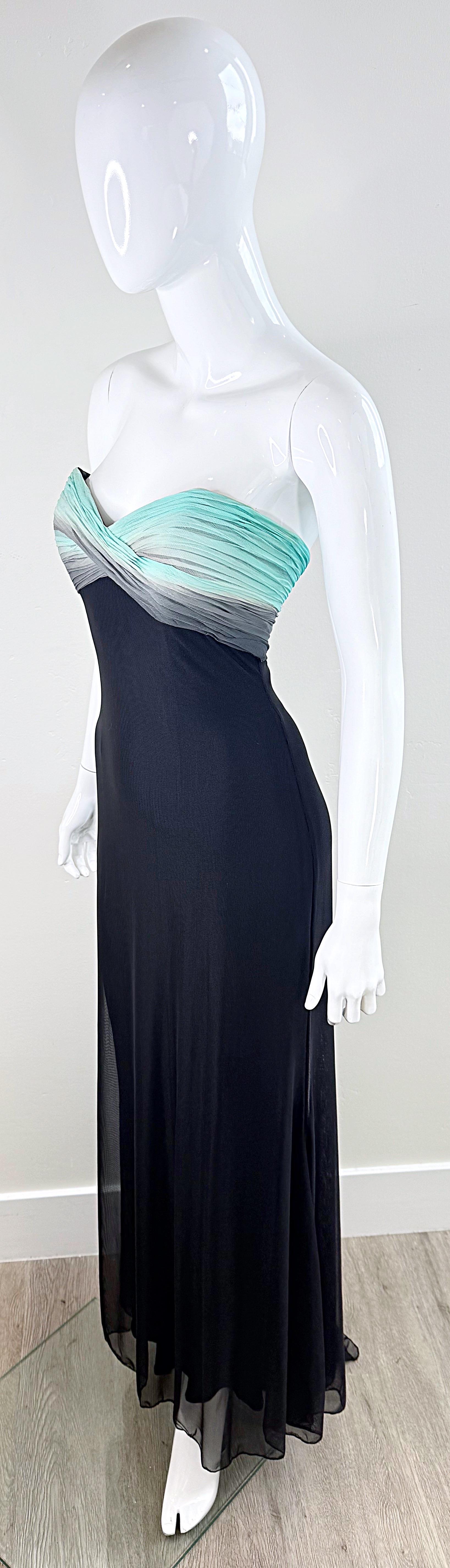 1980 Vicky Tiel Couture Robe de soirée sans bretelles à corsage plissé en maille Sz 0 2 en vente 5