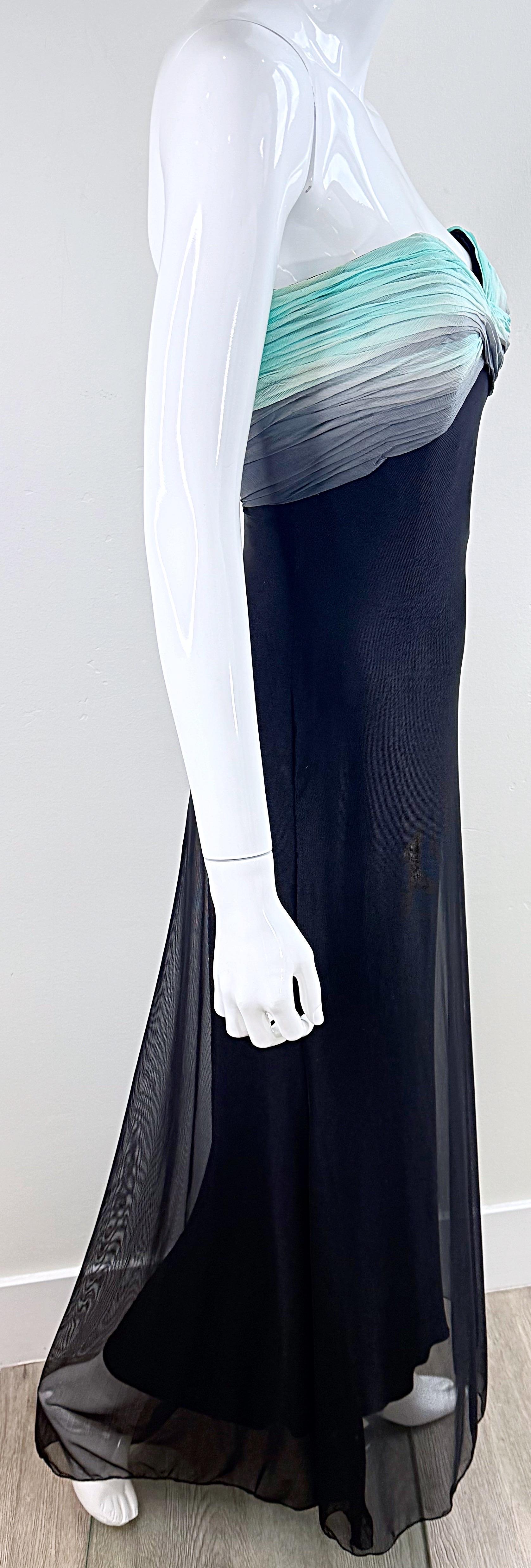 1980 Vicky Tiel Couture Robe de soirée sans bretelles à corsage plissé en maille Sz 0 2 en vente 6