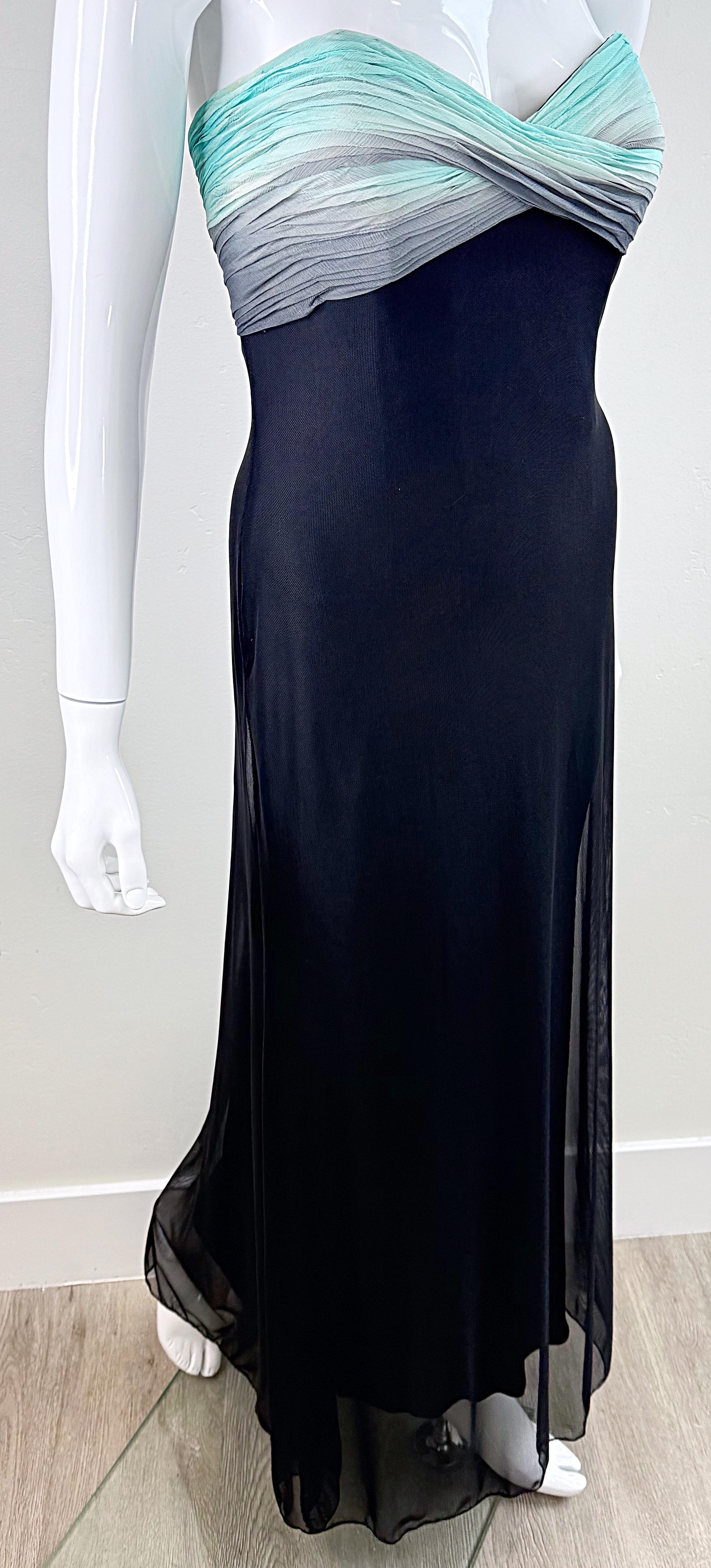 1980 Vicky Tiel Couture Robe de soirée sans bretelles à corsage plissé en maille Sz 0 2 en vente 7