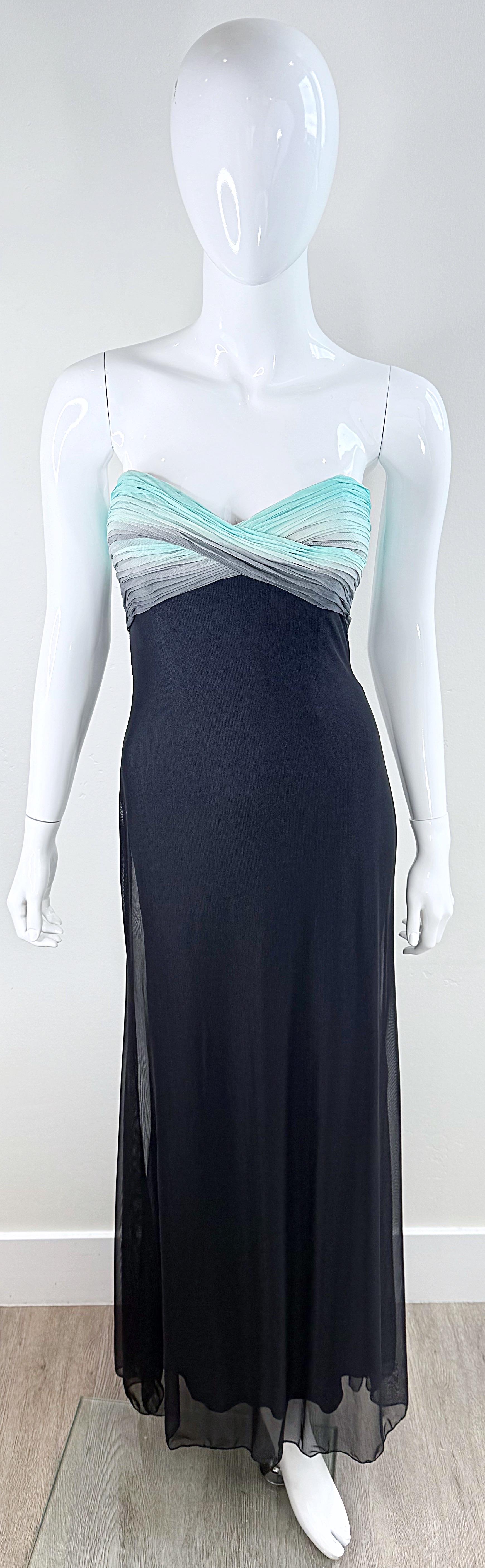 1980 Vicky Tiel Couture Robe de soirée sans bretelles à corsage plissé en maille Sz 0 2 en vente 11