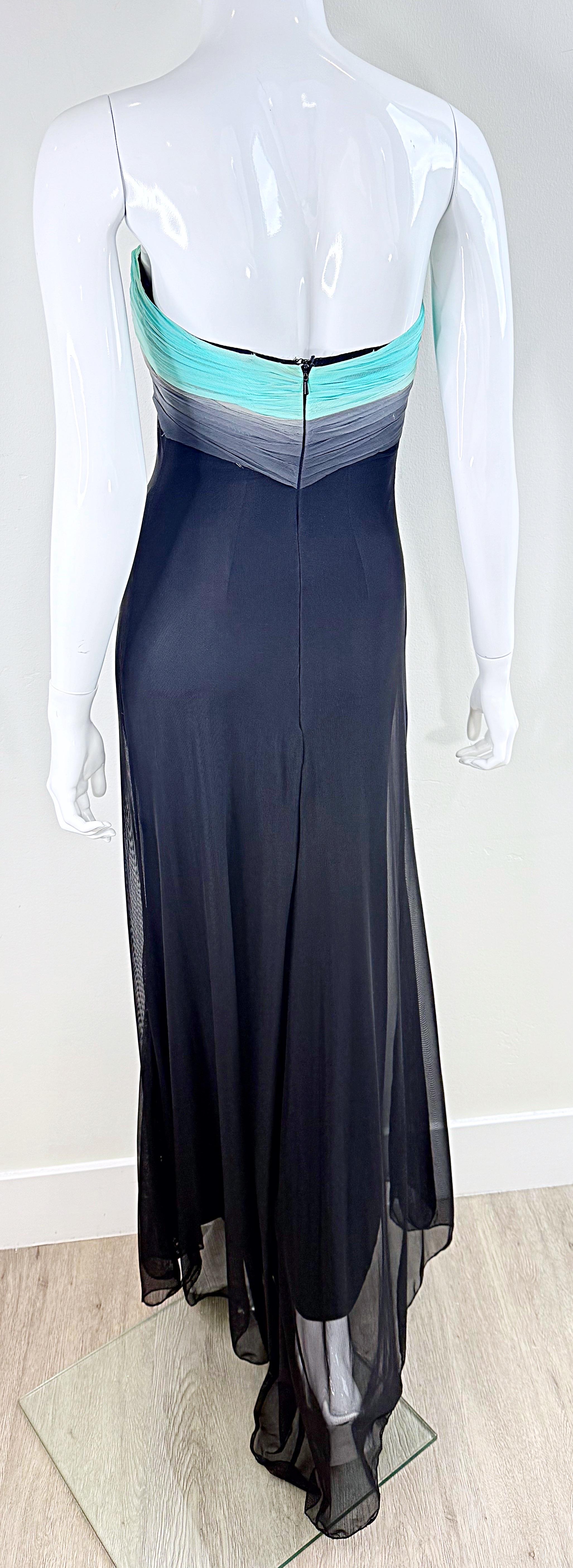 1980 Vicky Tiel Couture Robe de soirée sans bretelles à corsage plissé en maille Sz 0 2 en vente 12