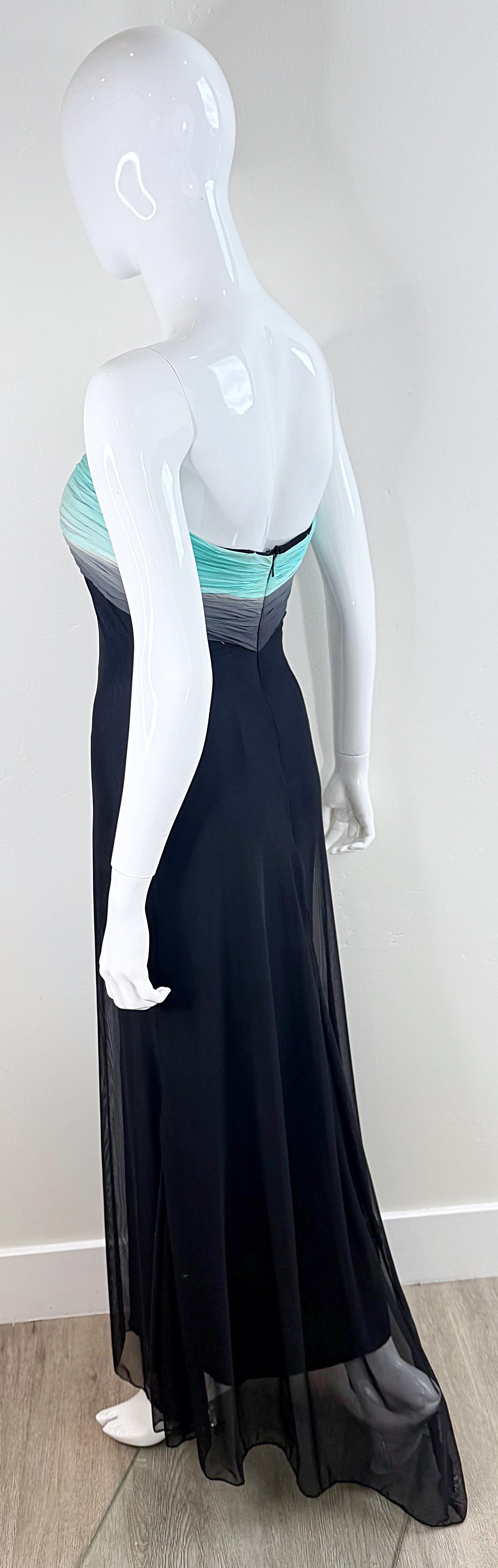 1980 Vicky Tiel Couture Robe de soirée sans bretelles à corsage plissé en maille Sz 0 2 Pour femmes en vente