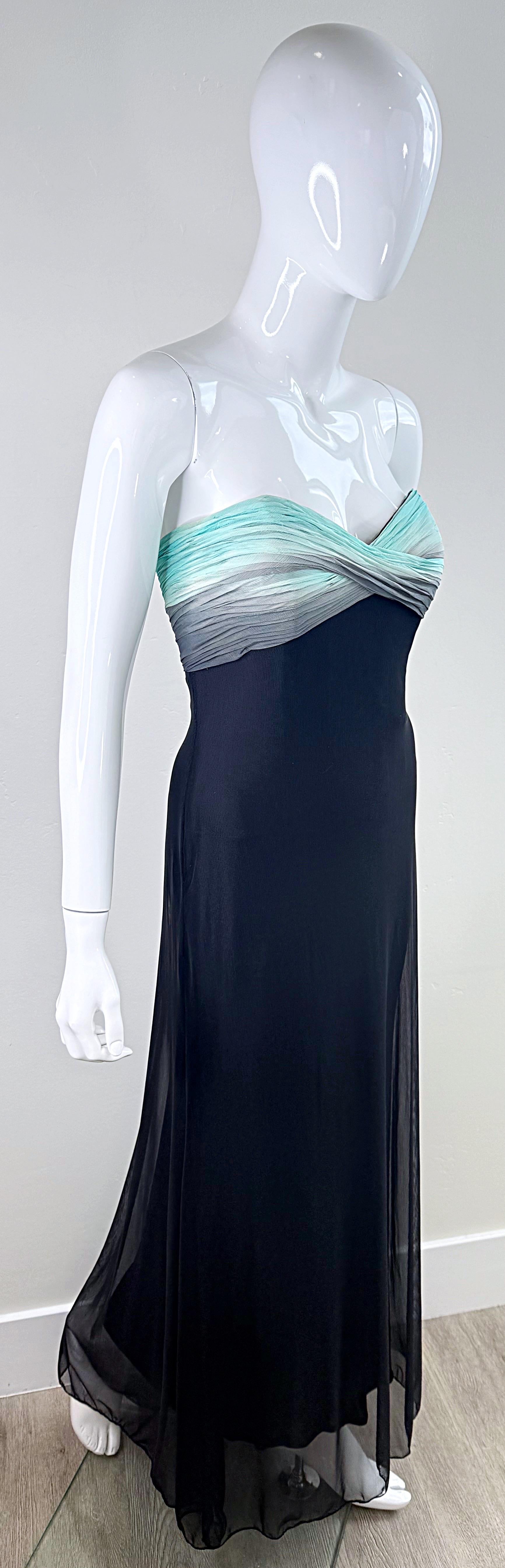 1980 Vicky Tiel Couture Robe de soirée sans bretelles à corsage plissé en maille Sz 0 2 en vente 2