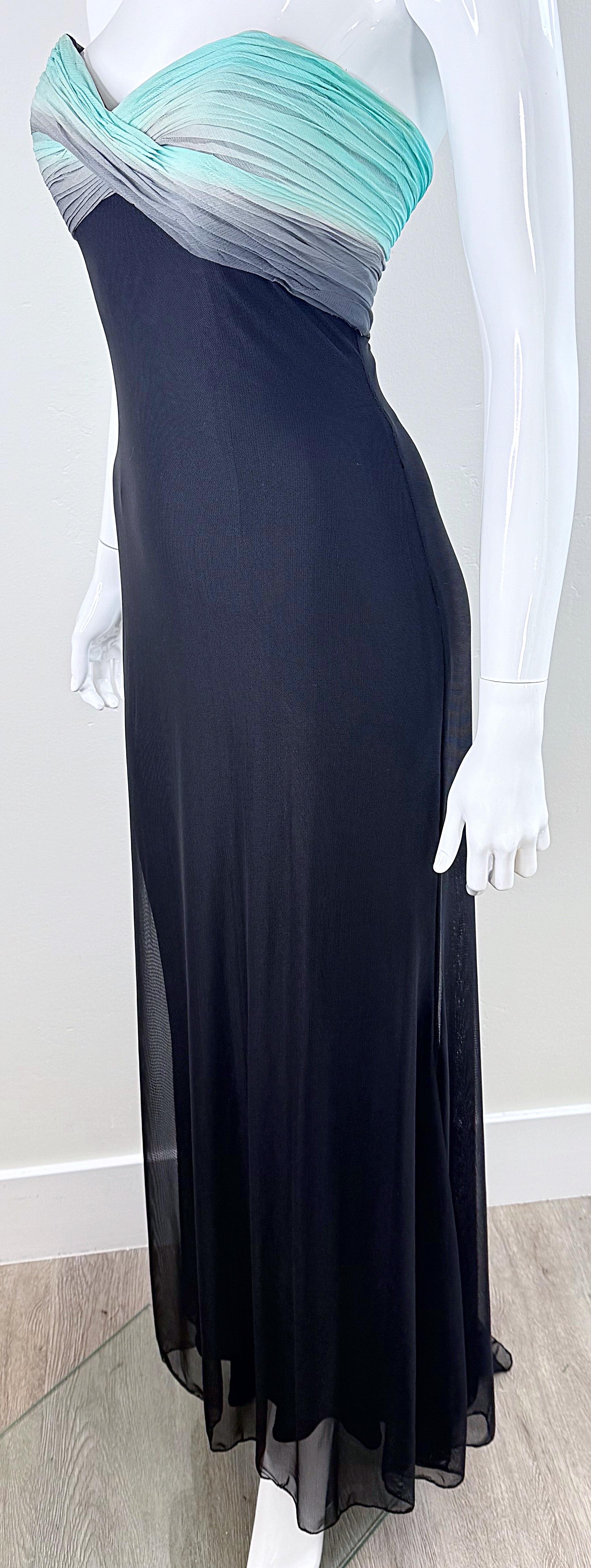 1980 Vicky Tiel Couture Robe de soirée sans bretelles à corsage plissé en maille Sz 0 2 en vente 3