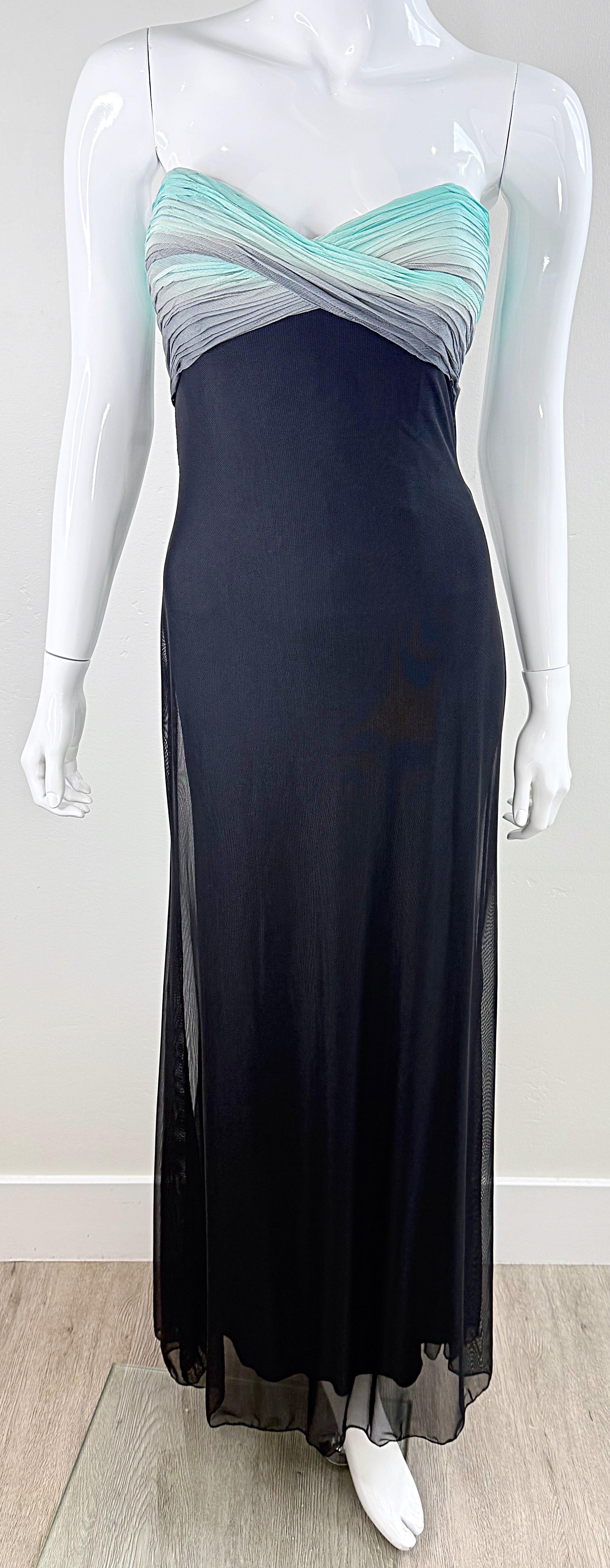 1980 Vicky Tiel Couture Robe de soirée sans bretelles à corsage plissé en maille Sz 0 2 en vente 4