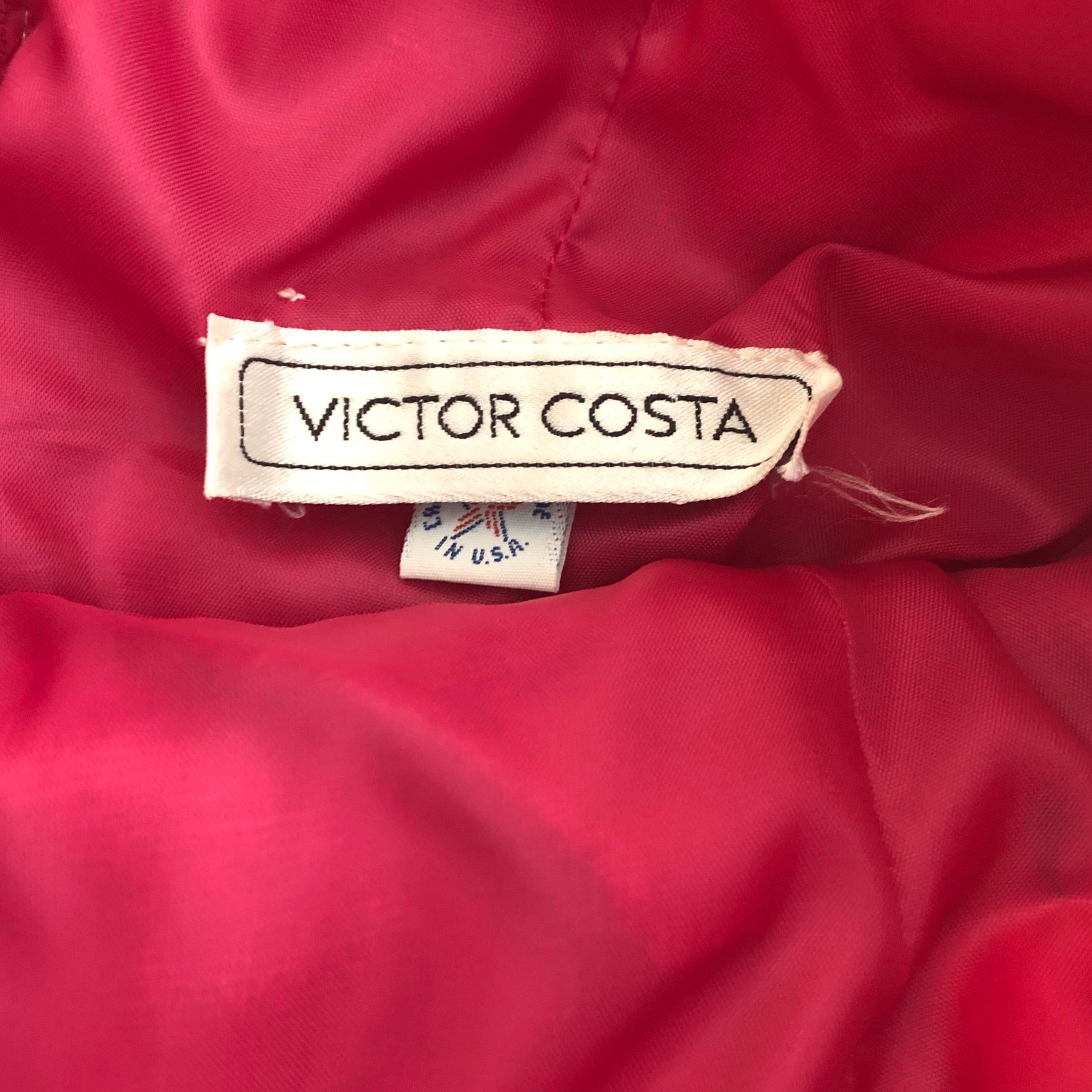 1980s Victor Costa Red + Pink + Purple Silk Taffeta Size 6 Hi  Lo 80s Gown Dress For Sale 7