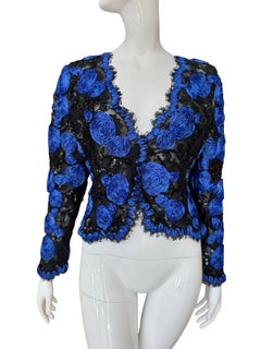 1980s Victor Costa Ribbon and Lace Jacket