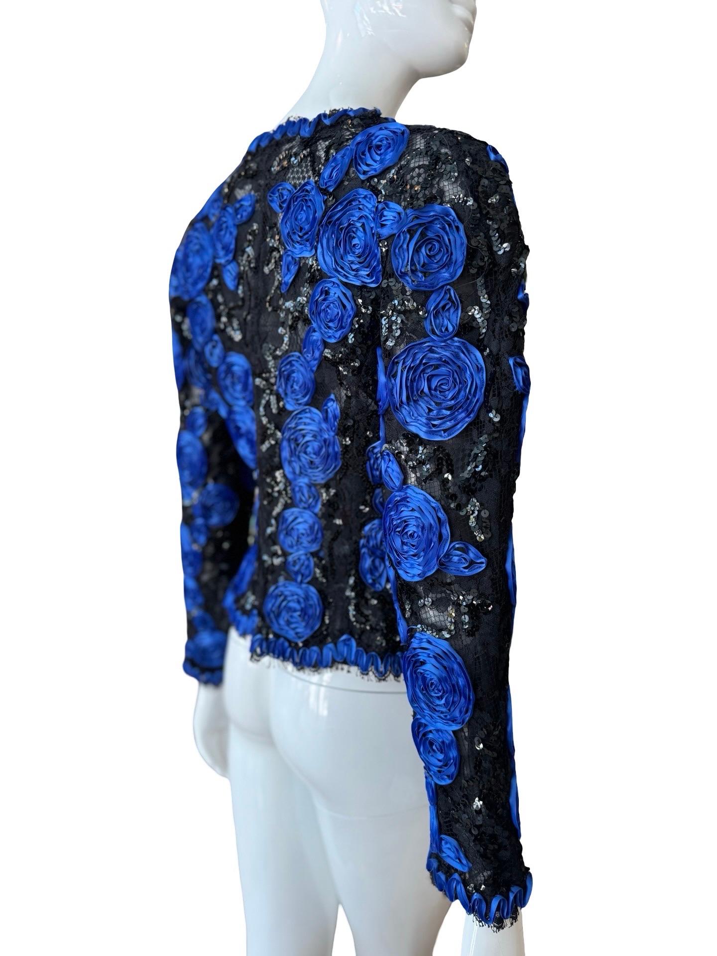Women's 1980s Victor Costa Ribbon and Lace Jacket For Sale