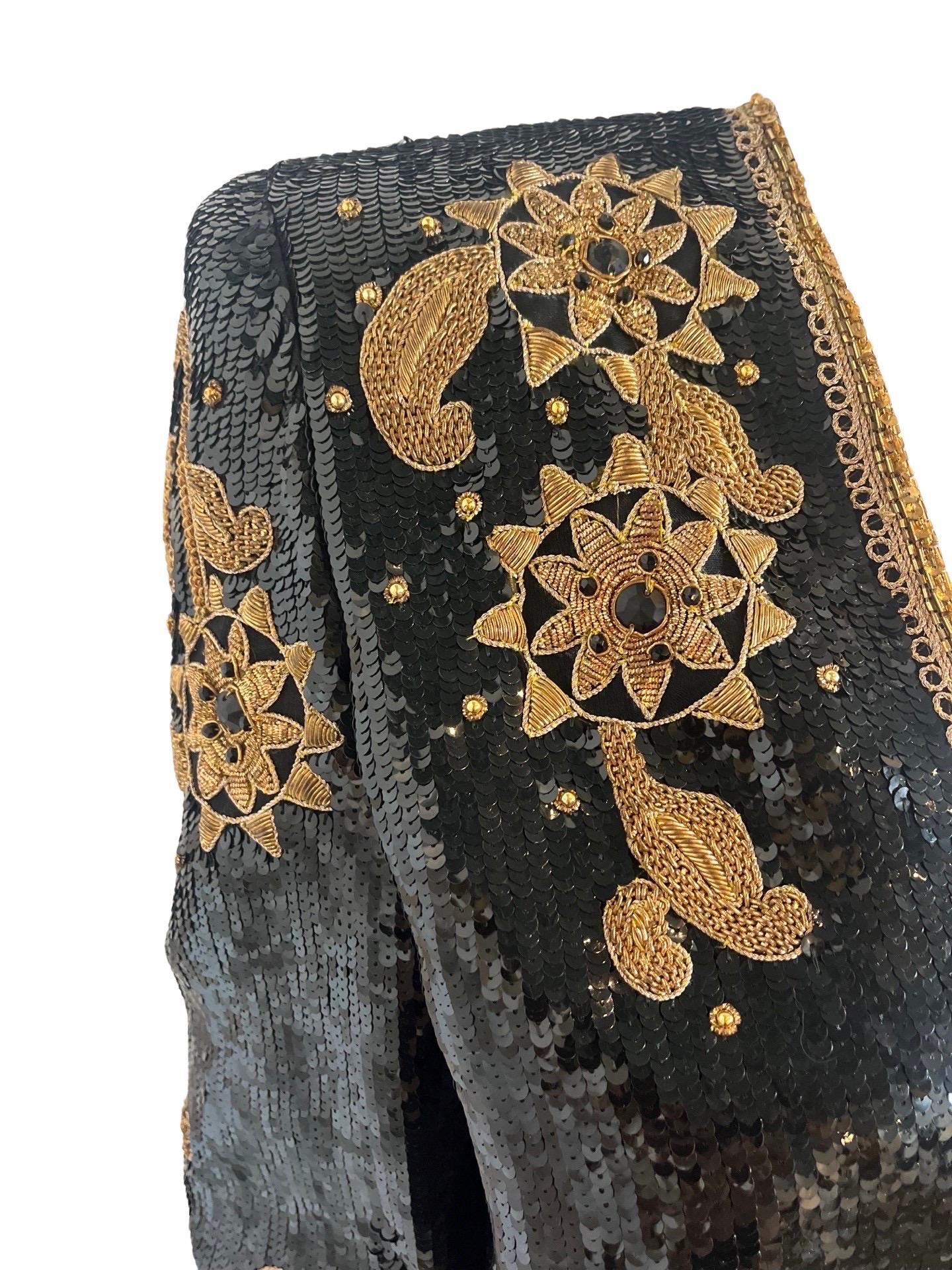 1980s Victor Costa Sequin Gold Embroidered Bolero Jacket For Sale 7