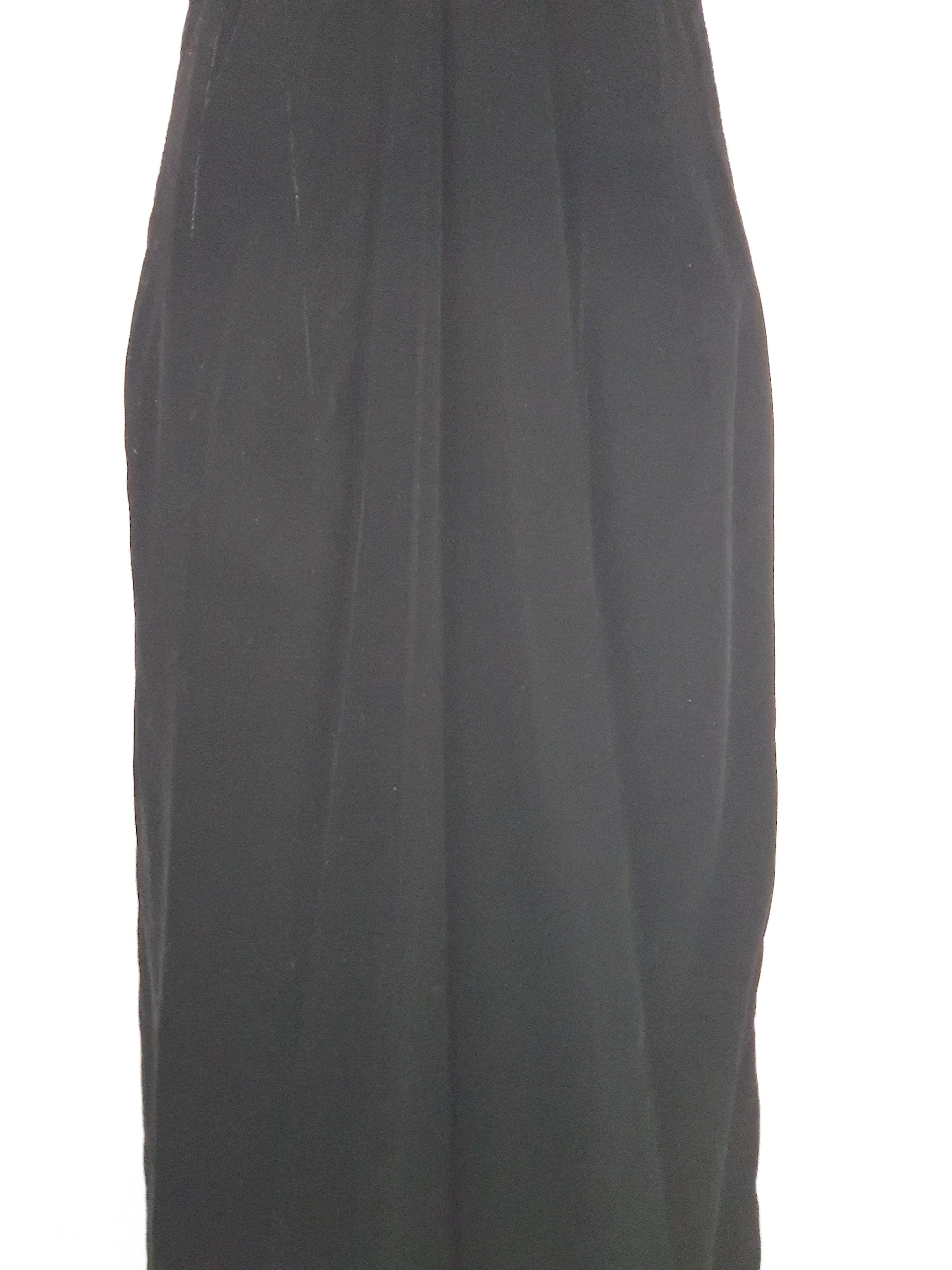 Women's or Men's 1980s VictorCosta GatheredRuched RedSatin BlackVelvet LongSlit Formal Maxi Gown For Sale