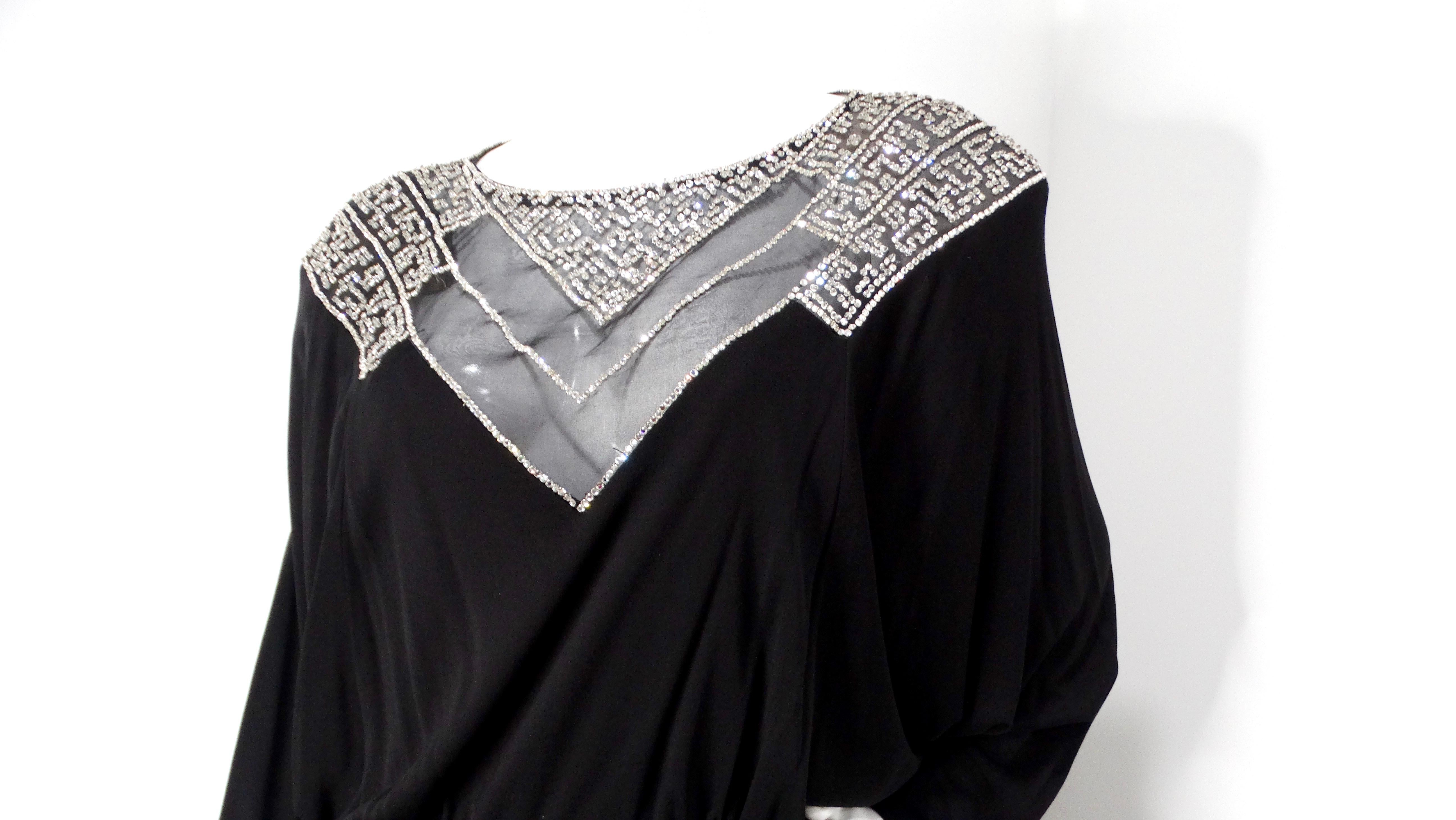 Vestido de noche de Victoria Royal de los años 80 con pedrería Dolman en venta 2