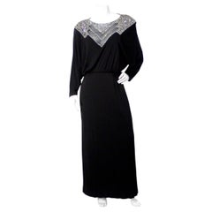 1980s Victoria Royal Rhinestone Dolman Evening Gown