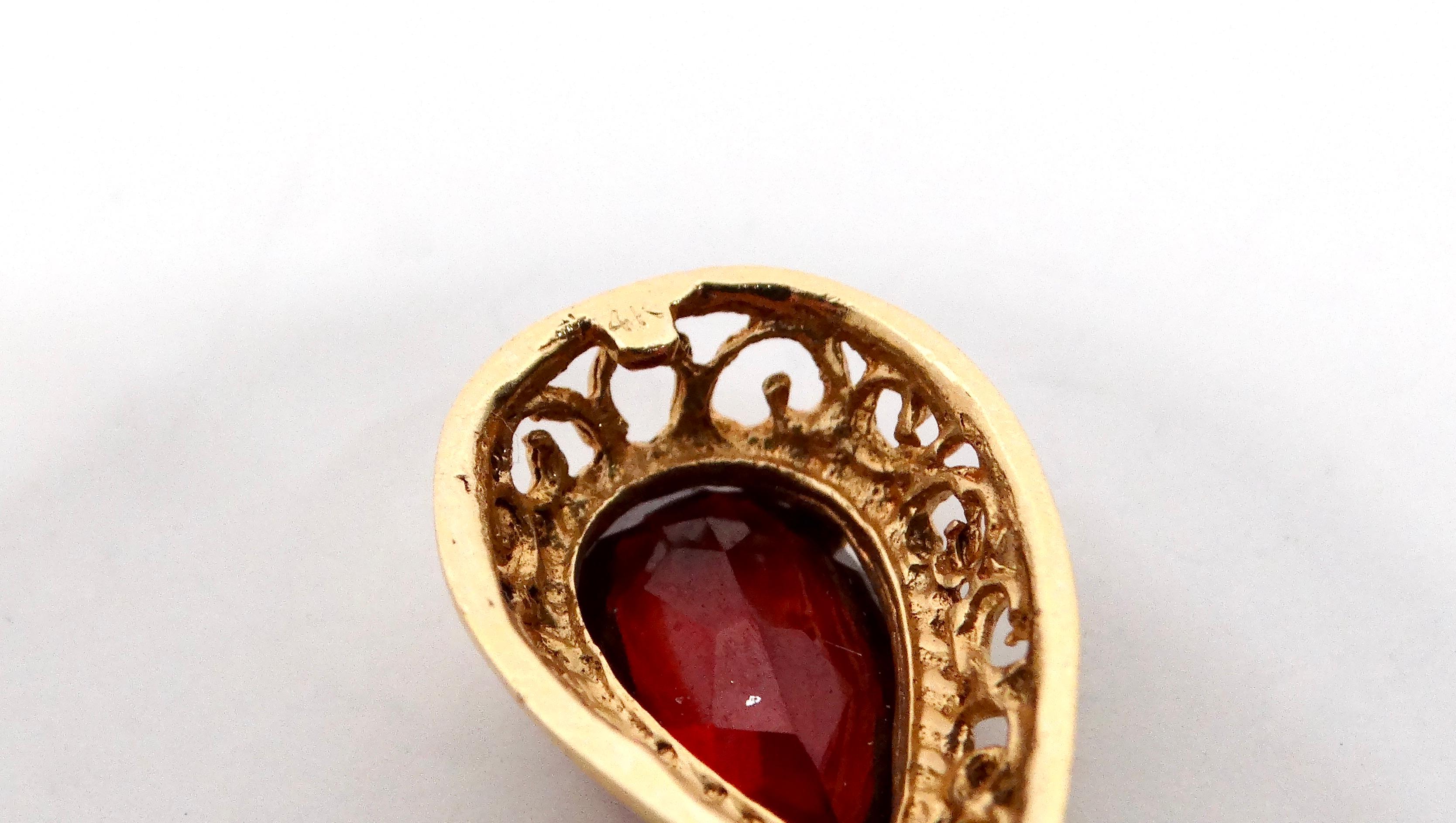 Orecchini a goccia in oro 14k con granato in stile vittoriano degli anni '80 In condizioni buone in vendita a Scottsdale, AZ