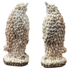 Buchstützen / Figuren im viktorianischen Stil der 1980er Jahre in Form von Pinguinen aus Muschelschalen – Paar