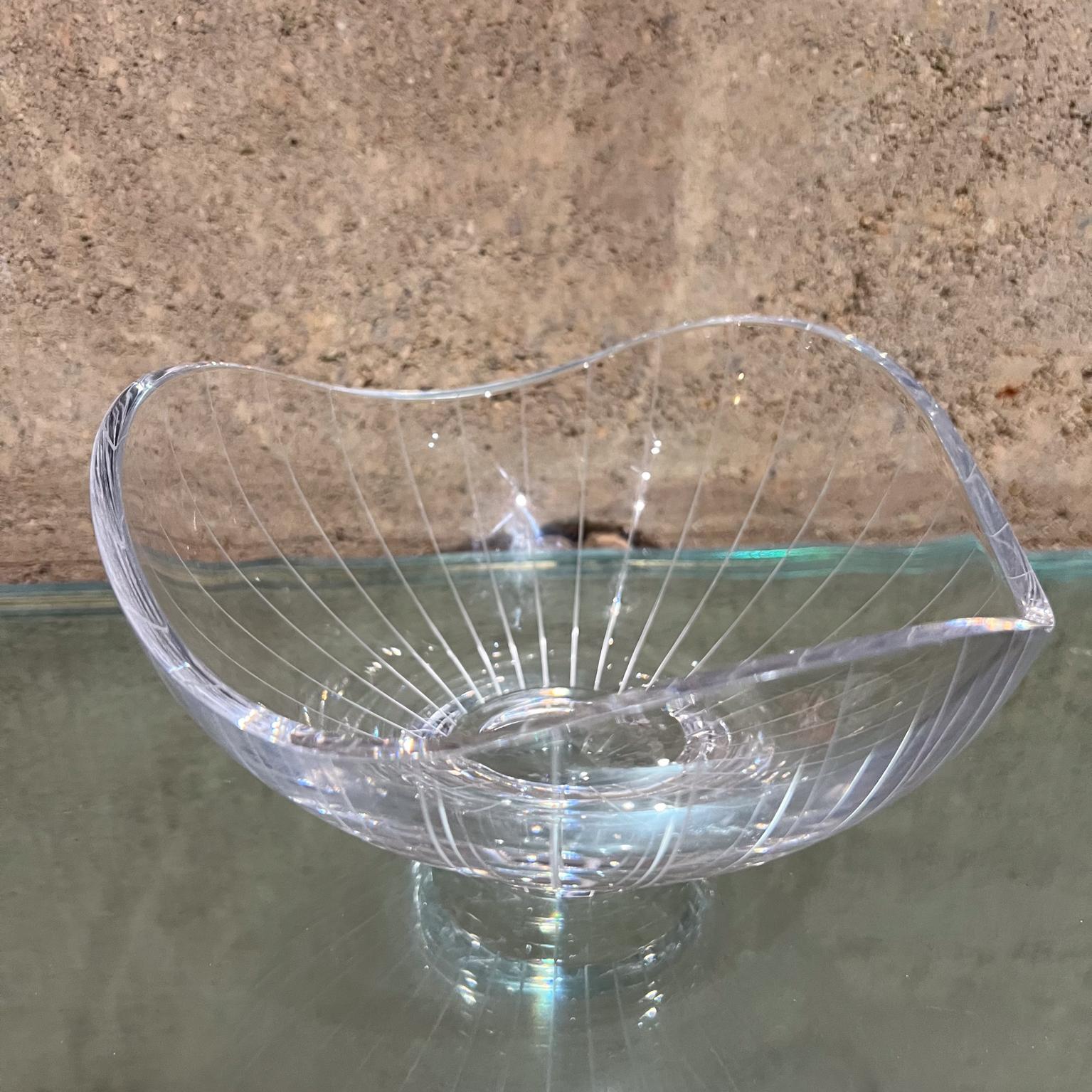 Modern 1980s Villeroy & Boch Germany Art Glass Sculptural Bowl Cut Crystal For Sale