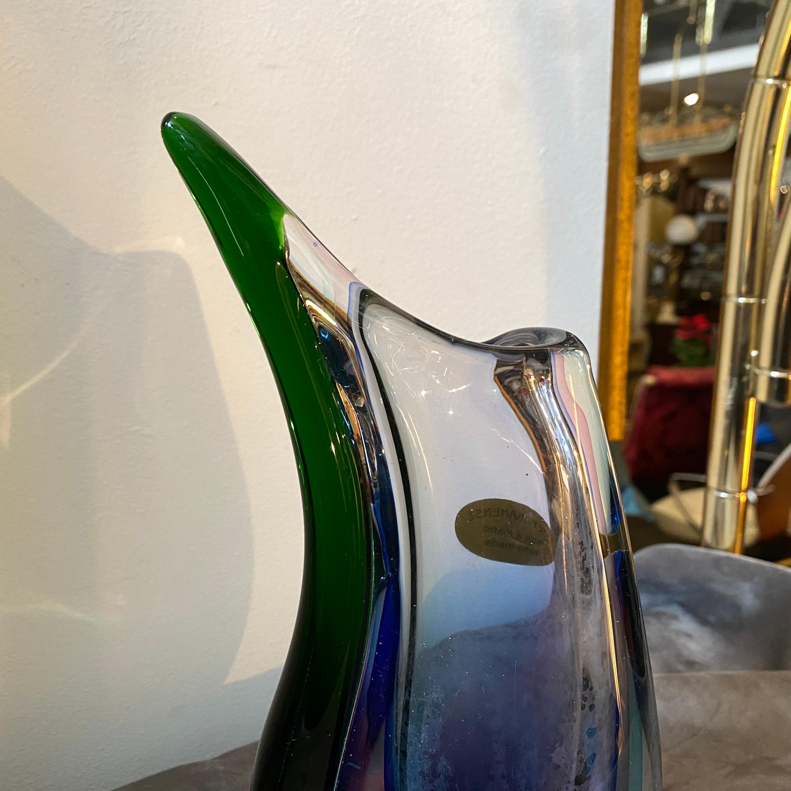 Italian 1980s Vincenzo Nason Modernist Sommerso Murano Glass Vase