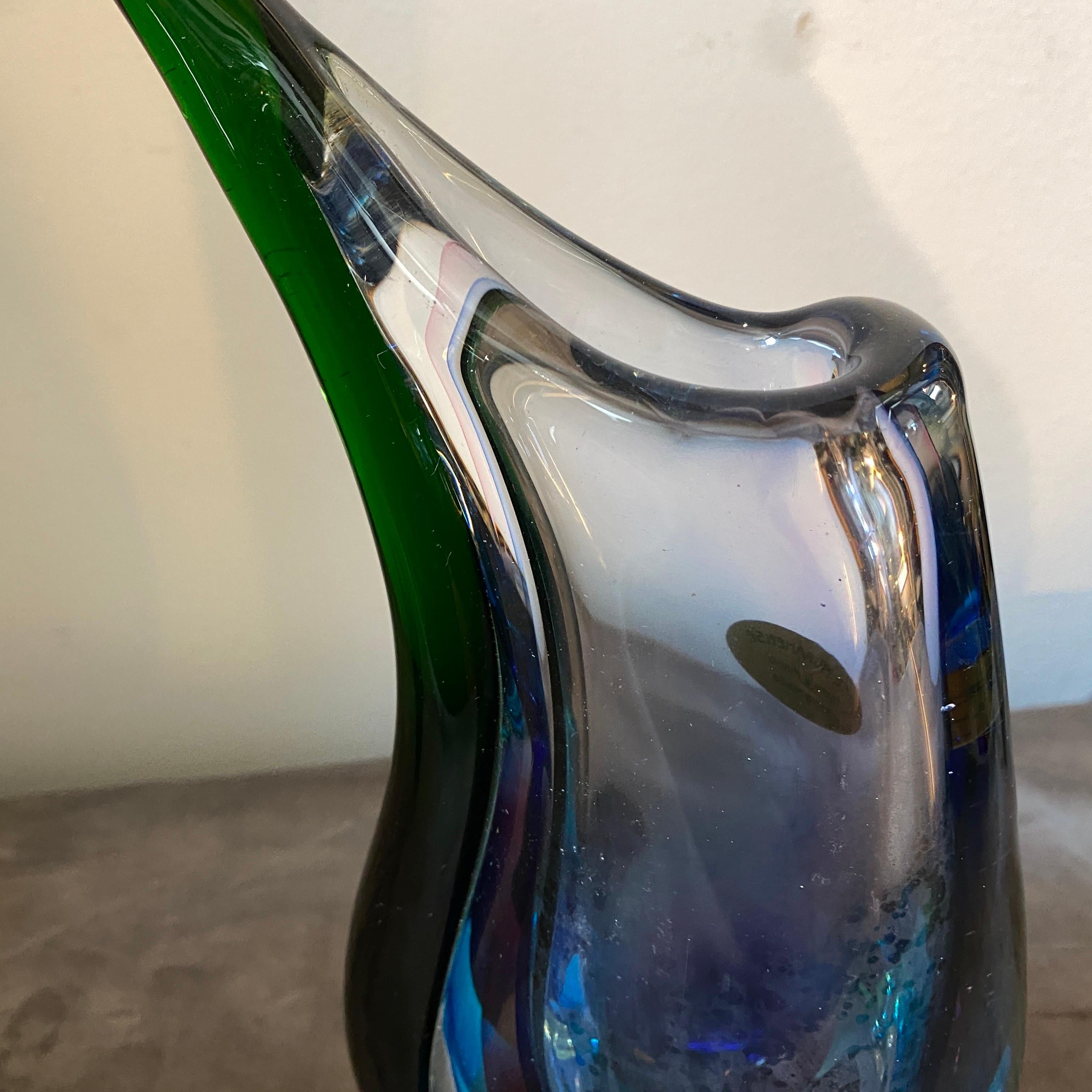 1980s Vincenzo Nason Modernist Sommerso Murano Glass Vase In Excellent Condition In Aci Castello, IT