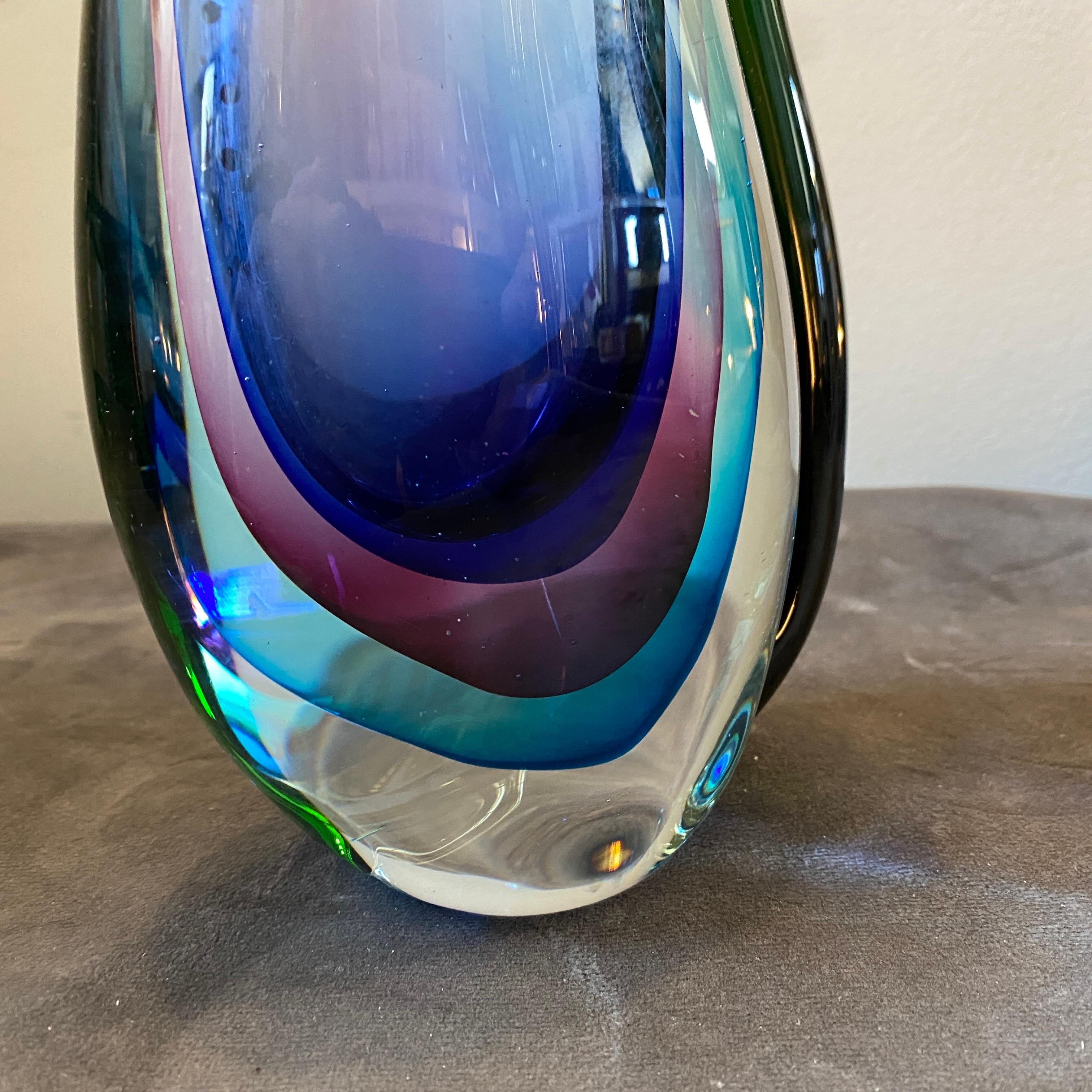 20th Century 1980s Vincenzo Nason Modernist Sommerso Murano Glass Vase