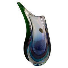 Vase moderniste en verre de Murano Sommerso de Vincenzo Nason des années 1980