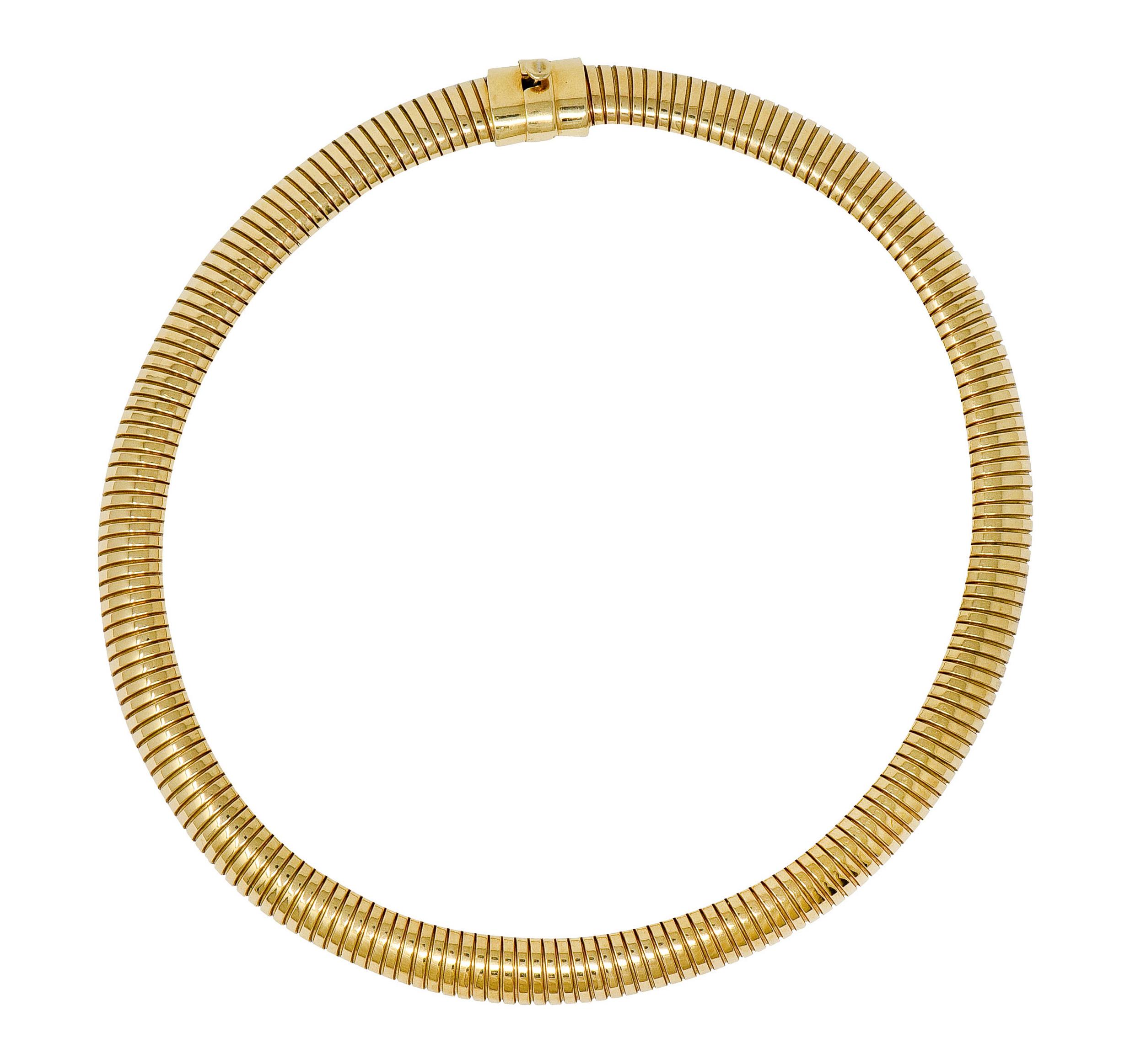 Women's or Men's 1980s Vintage 14 Karat Gold Tubogas Collar Necklace