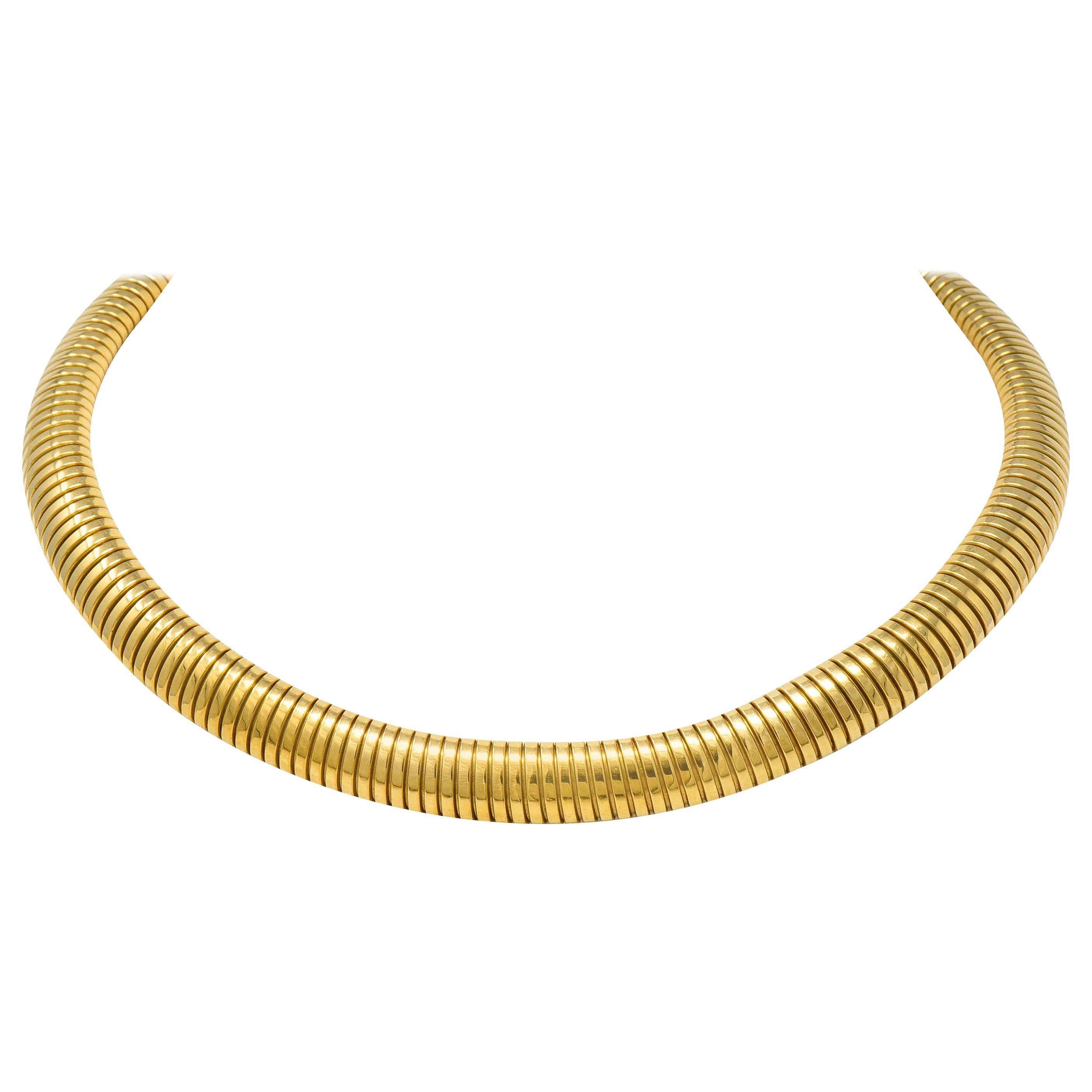 1980s Vintage 14 Karat Gold Tubogas Collar Necklace