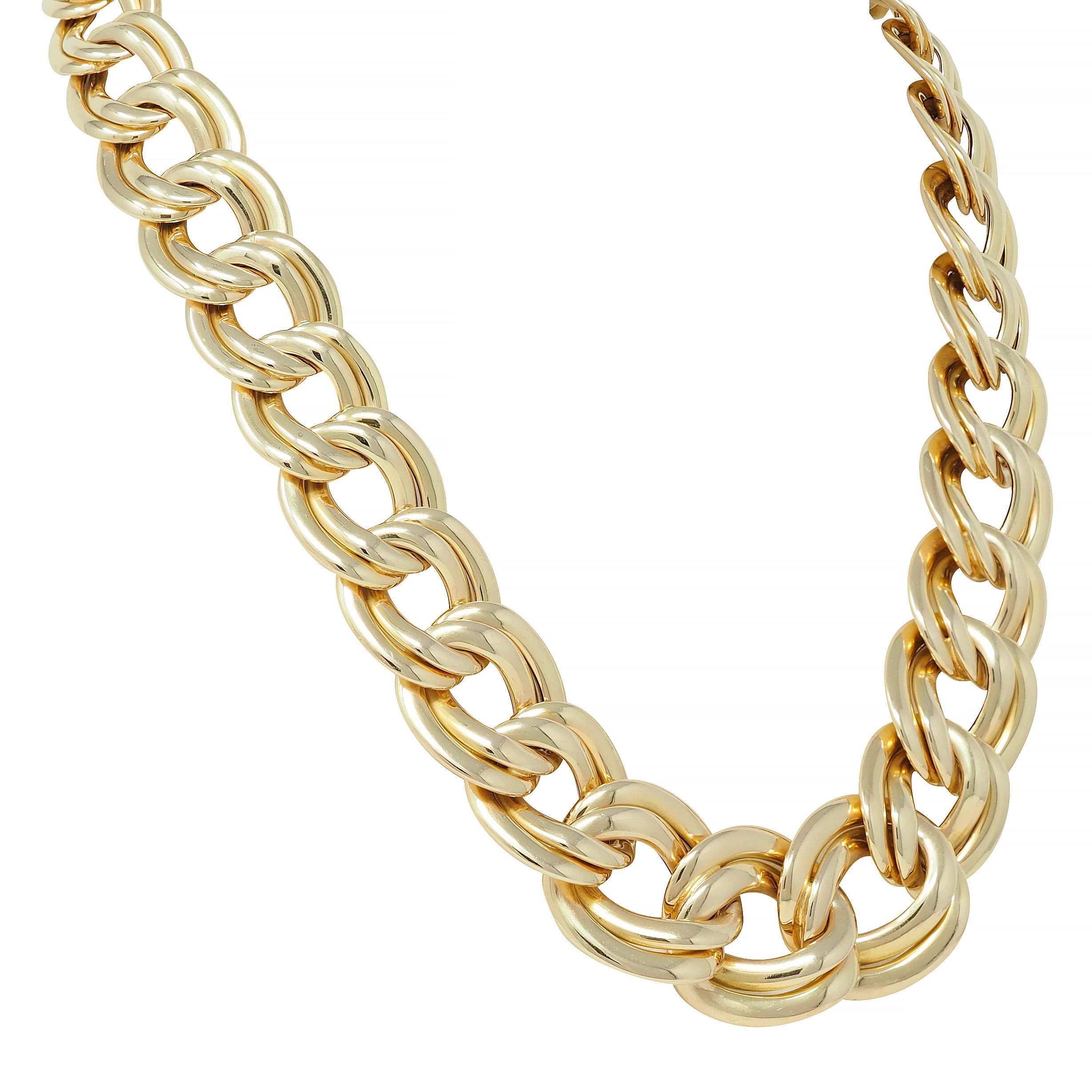 Women's 1980's Vintage 14 Karat Yellow Gold Double Curb Link Unisex Necklace