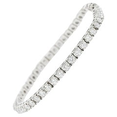 1980's Vintage 5.00 Carat Diamond 14 Karat White Gold Tennis Bracelet