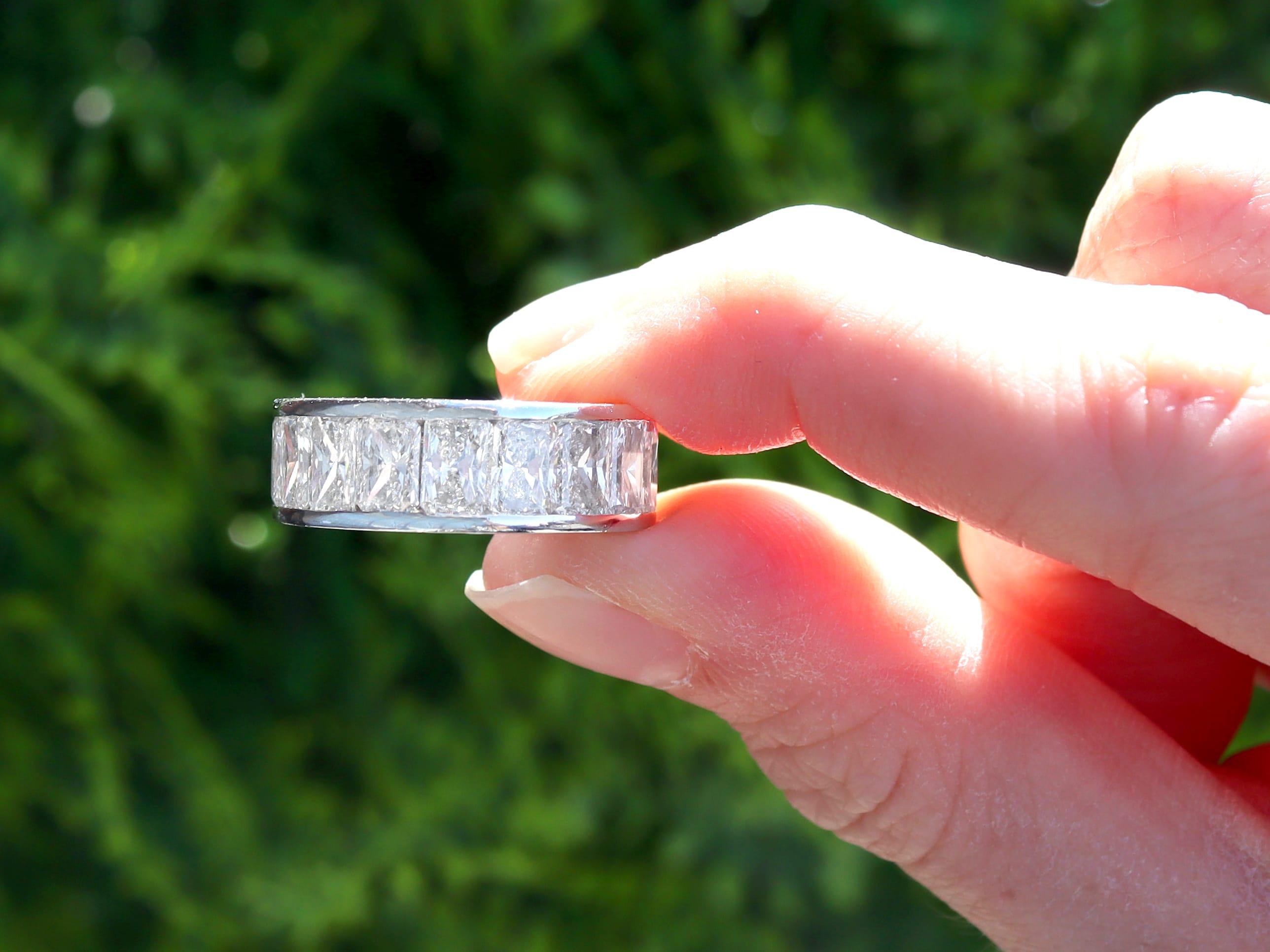 A magnificent, stunning, fine and impressive vintage 1980's 9.54 carat diamond and platinum full eternity ring; part of our diverse diamond jewellery collections.

This magnificent, fine and impressive vintage diamond eternity ring has been crafted