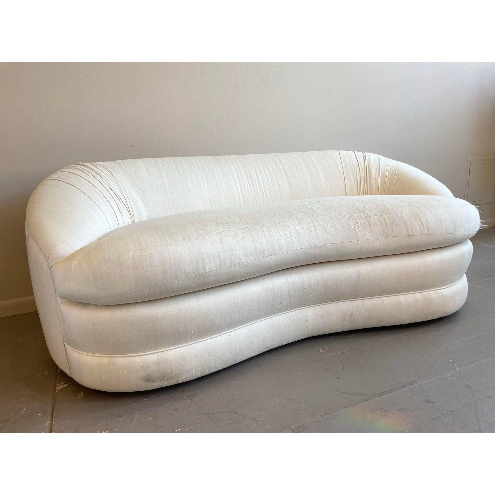 American 1980s Vintage A. Rudin Curved Loveseat Sofa For Sale
