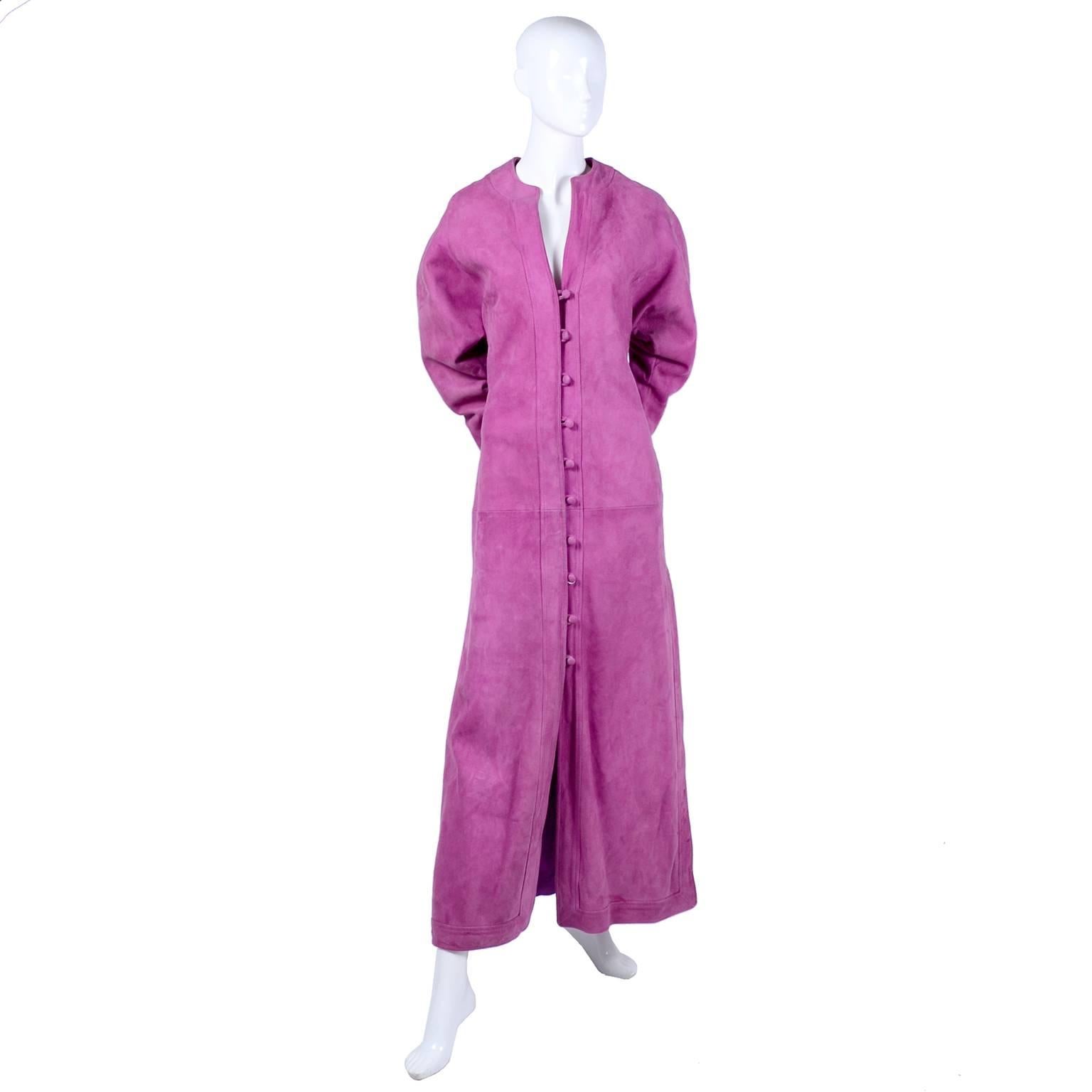 Adolfo Vintage Pink Suede Dress or Coat Dress, 1980s 5