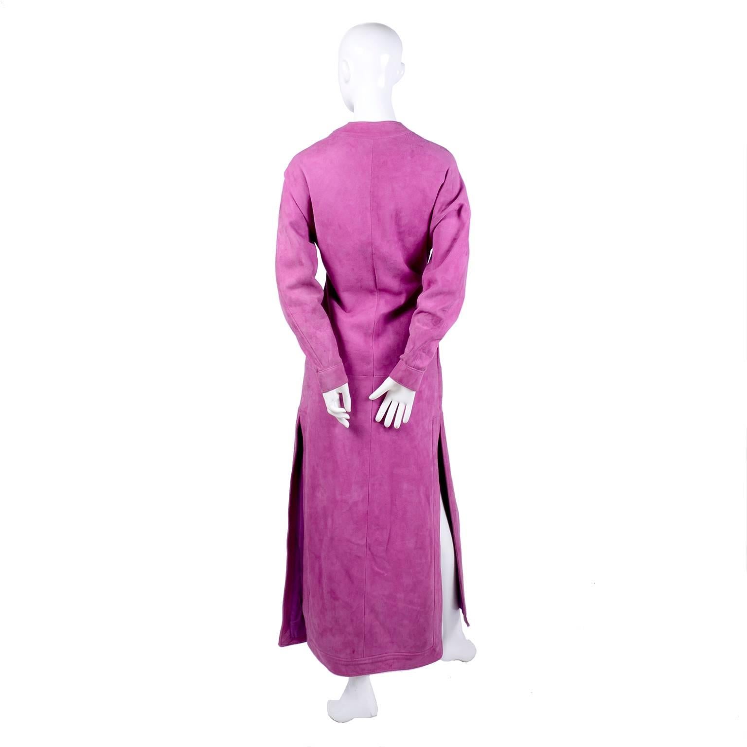 Adolfo Vintage Pink Suede Dress or Coat Dress, 1980s  1