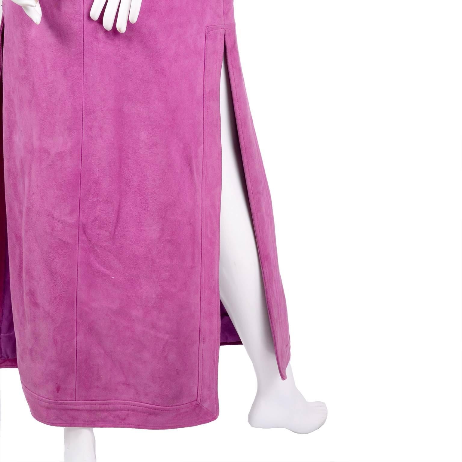Adolfo Vintage Pink Suede Dress or Coat Dress, 1980s  2