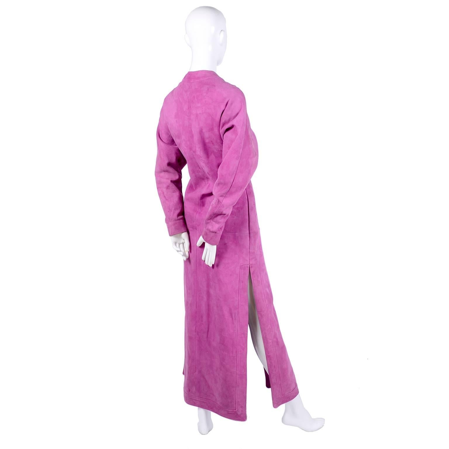 Adolfo Vintage Pink Suede Dress or Coat Dress, 1980s  3