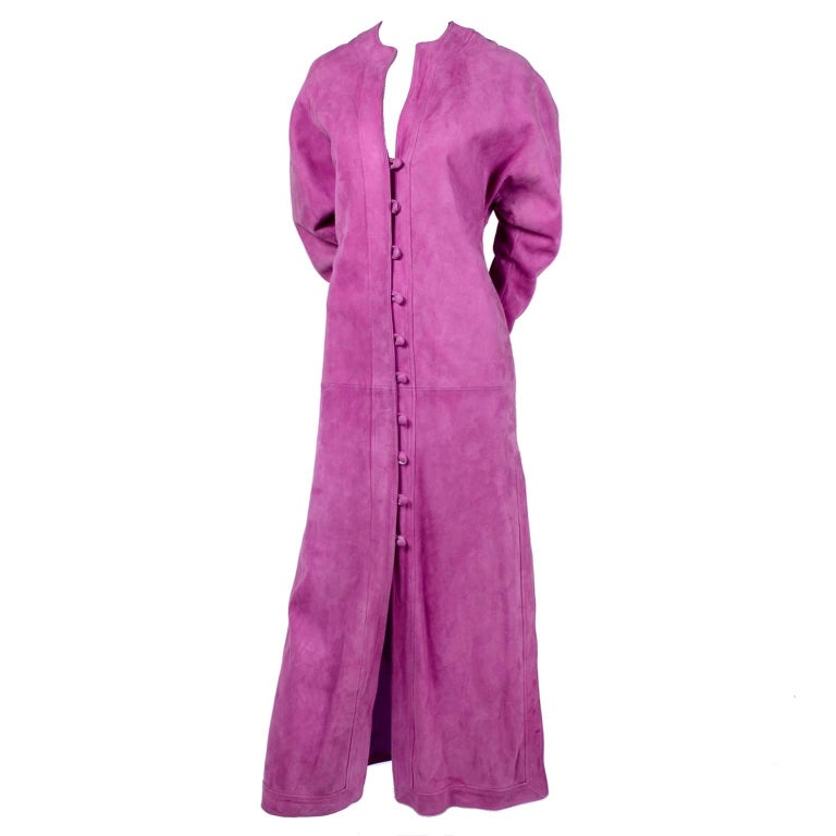 Adolfo Vintage Pink Suede Dress or Coat Dress, 1980s at 1stDibs