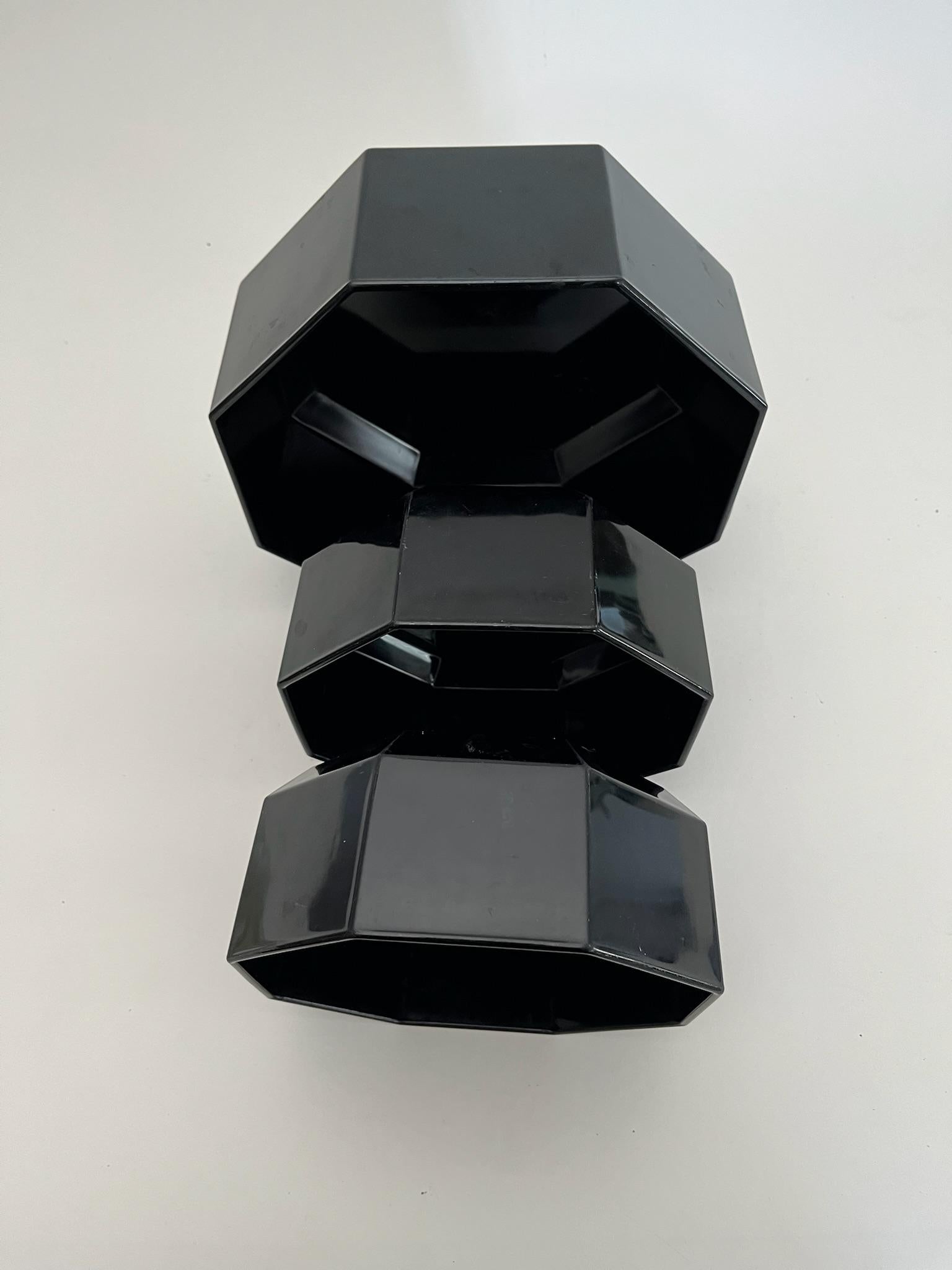 Set di tre ciotole da portata in vetro nero Arcoroc del 1980 in vendita 7