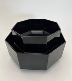 Set di tre ciotole da portata in vetro nero Arcoroc del 1980