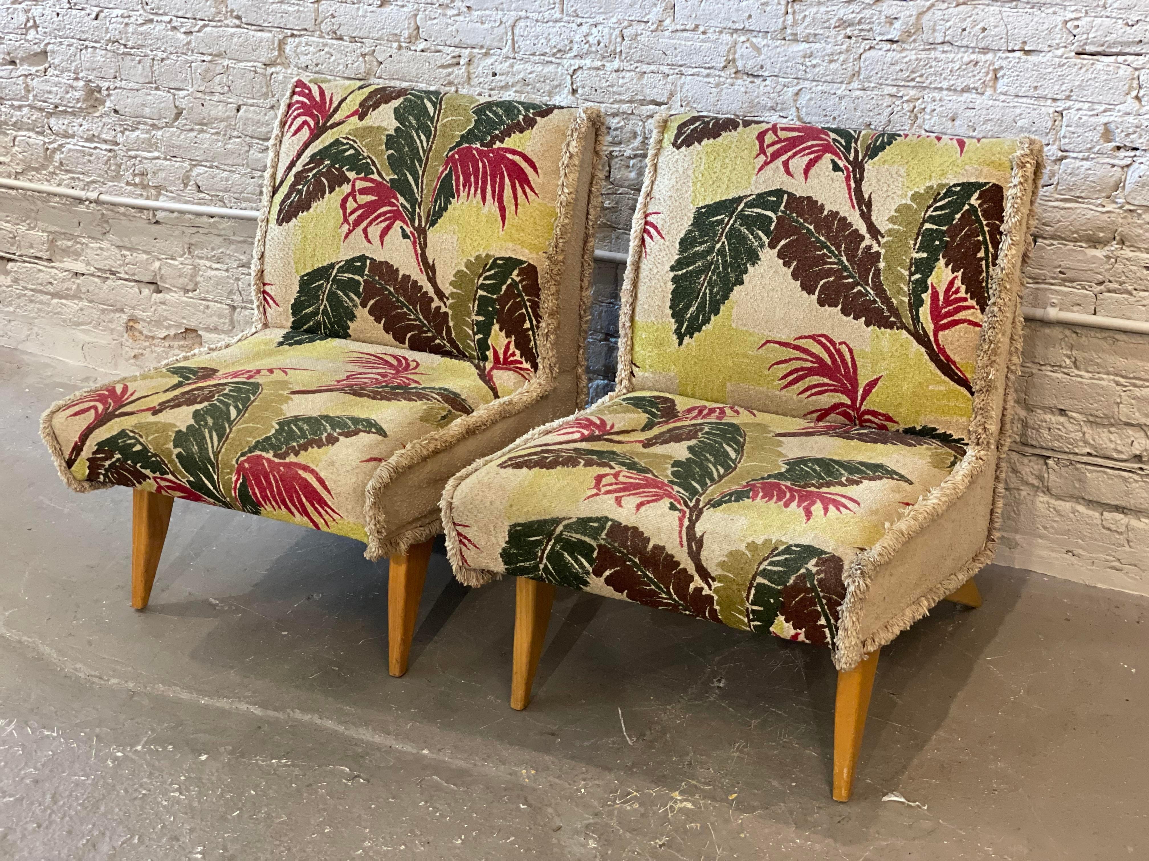 Late 20th Century 1980s Vintage Armless Lounge Chairs, a Pair