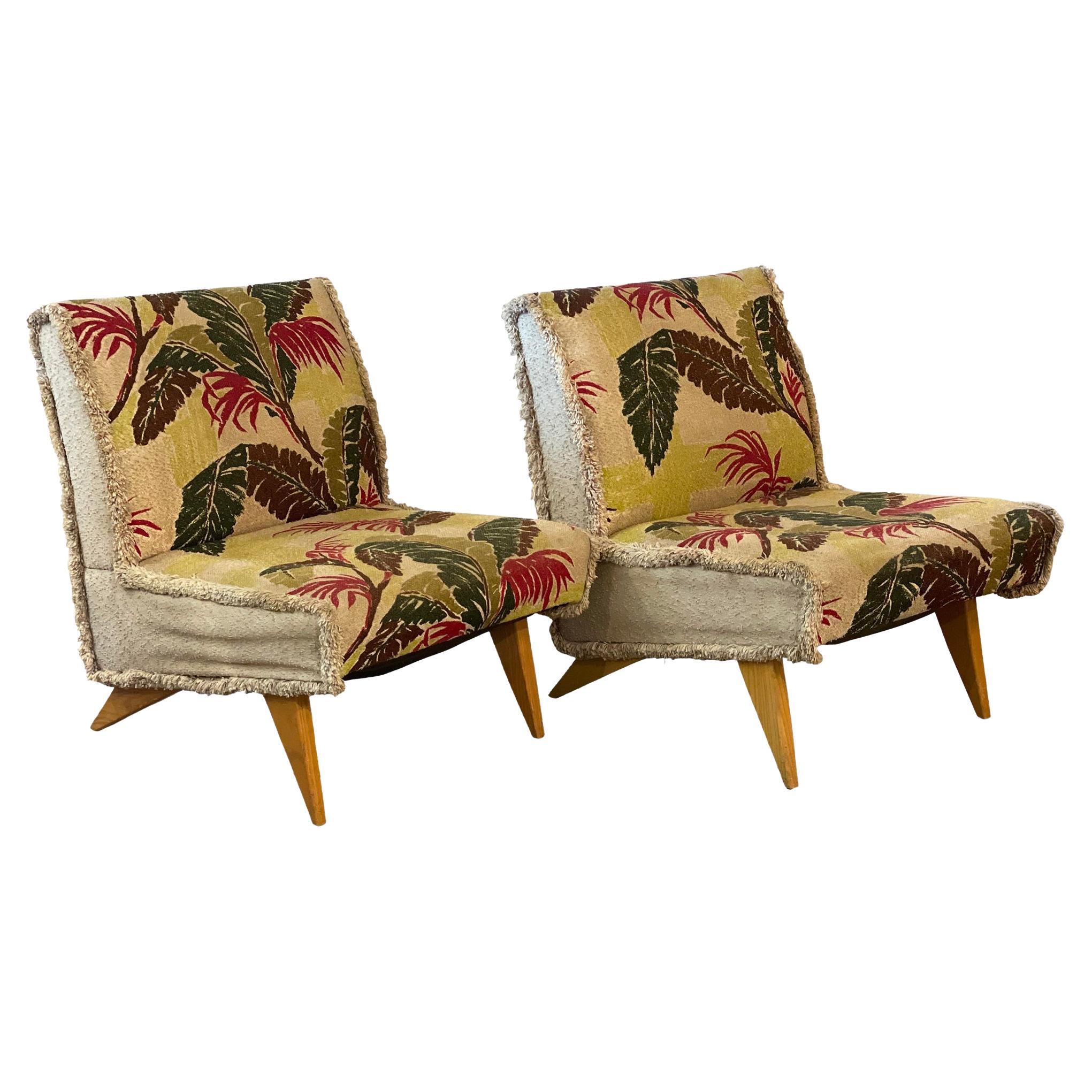 1980s Vintage Armless Lounge Chairs, a Pair