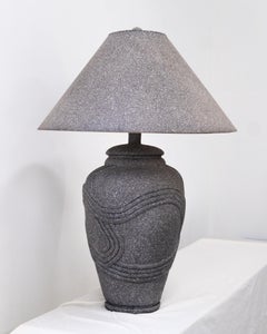 1980s Vintage Art Deco Revival Grey Table Lamp