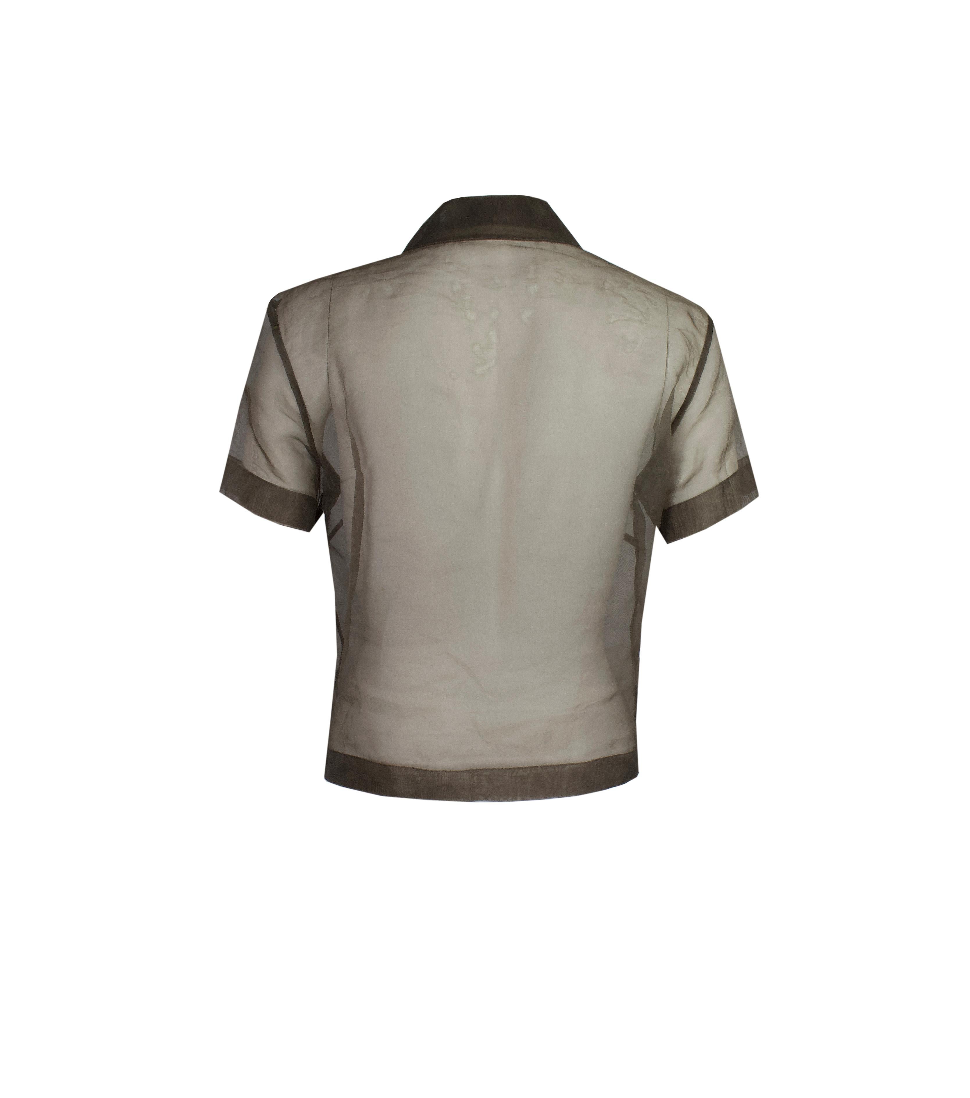 Gray 1980s Vintage - ‘Art Impressions’ - Chiffon Shirt - RARE - Tortoiseshell Buttons