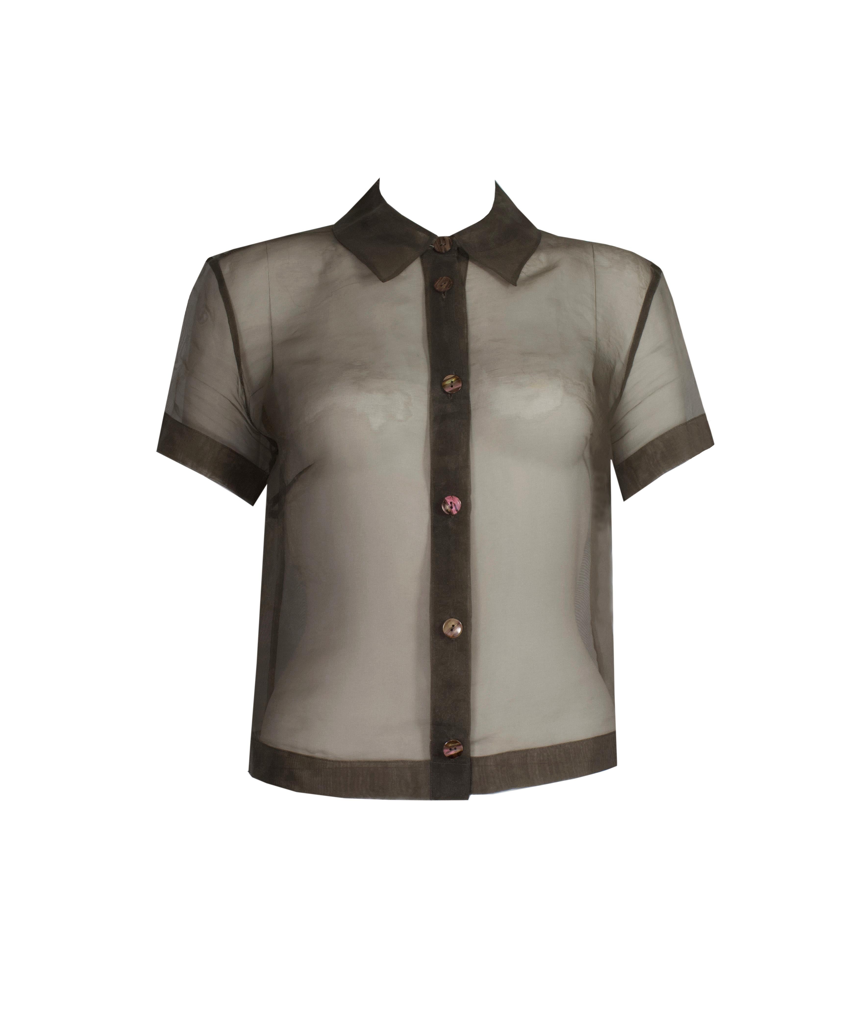 Women's 1980s Vintage - ‘Art Impressions’ - Chiffon Shirt - RARE - Tortoiseshell Buttons