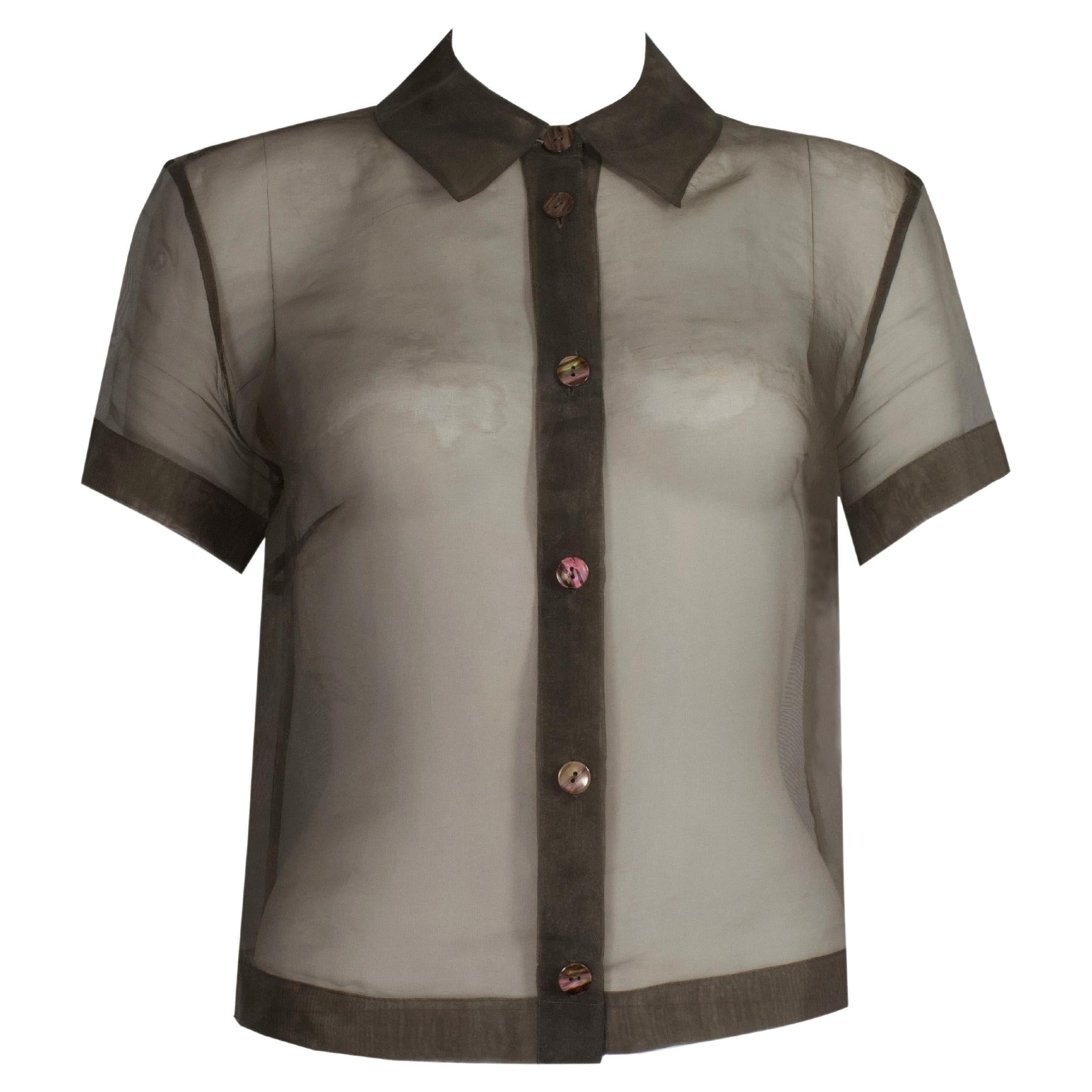 1980s Vintage - ‘Art Impressions’ - Chiffon Shirt - RARE - Tortoiseshell Buttons